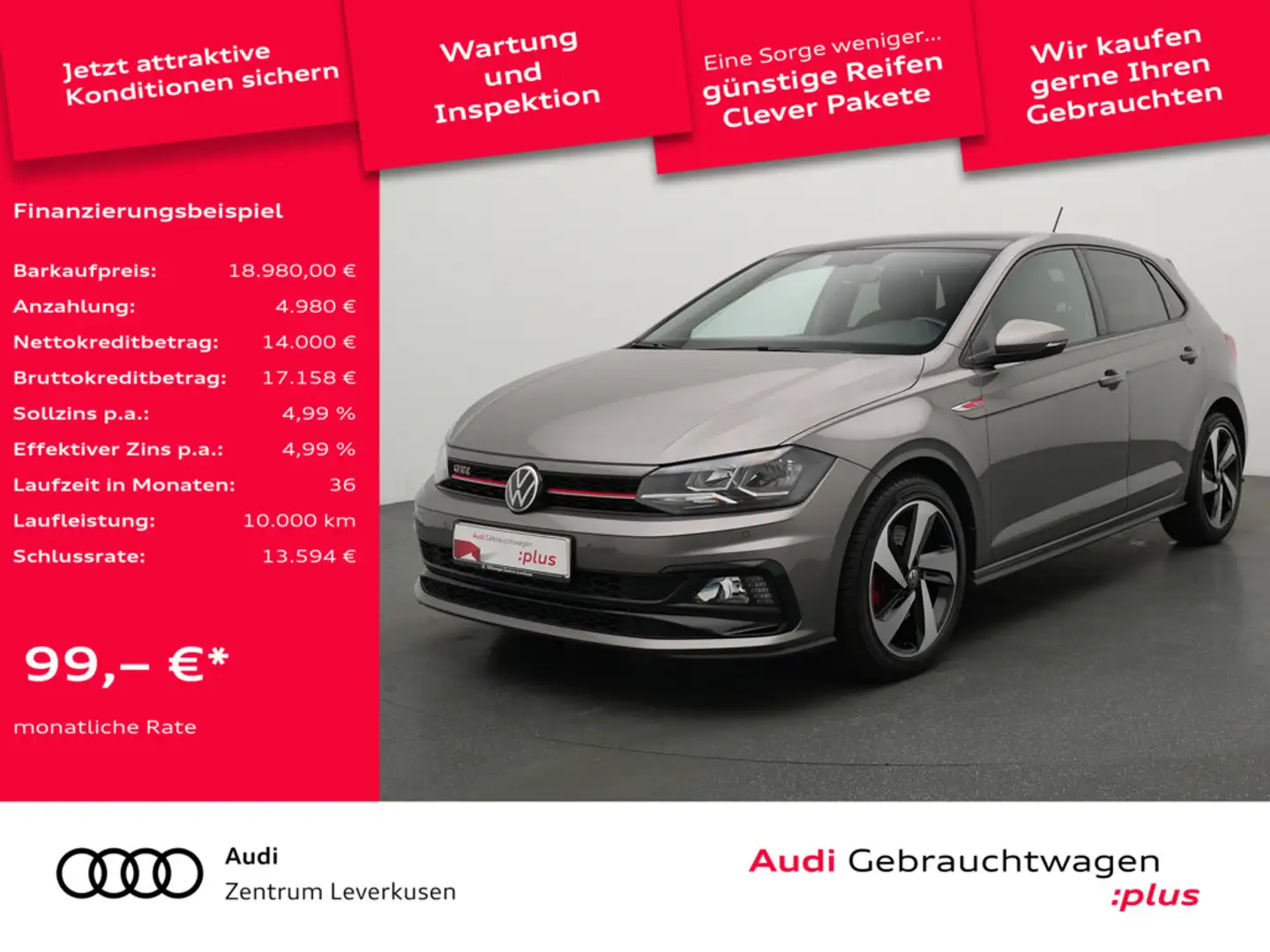 Volkswagen Polo GTI DSG PANO NAVI SHZ CAPLAY PDC Grau - 1