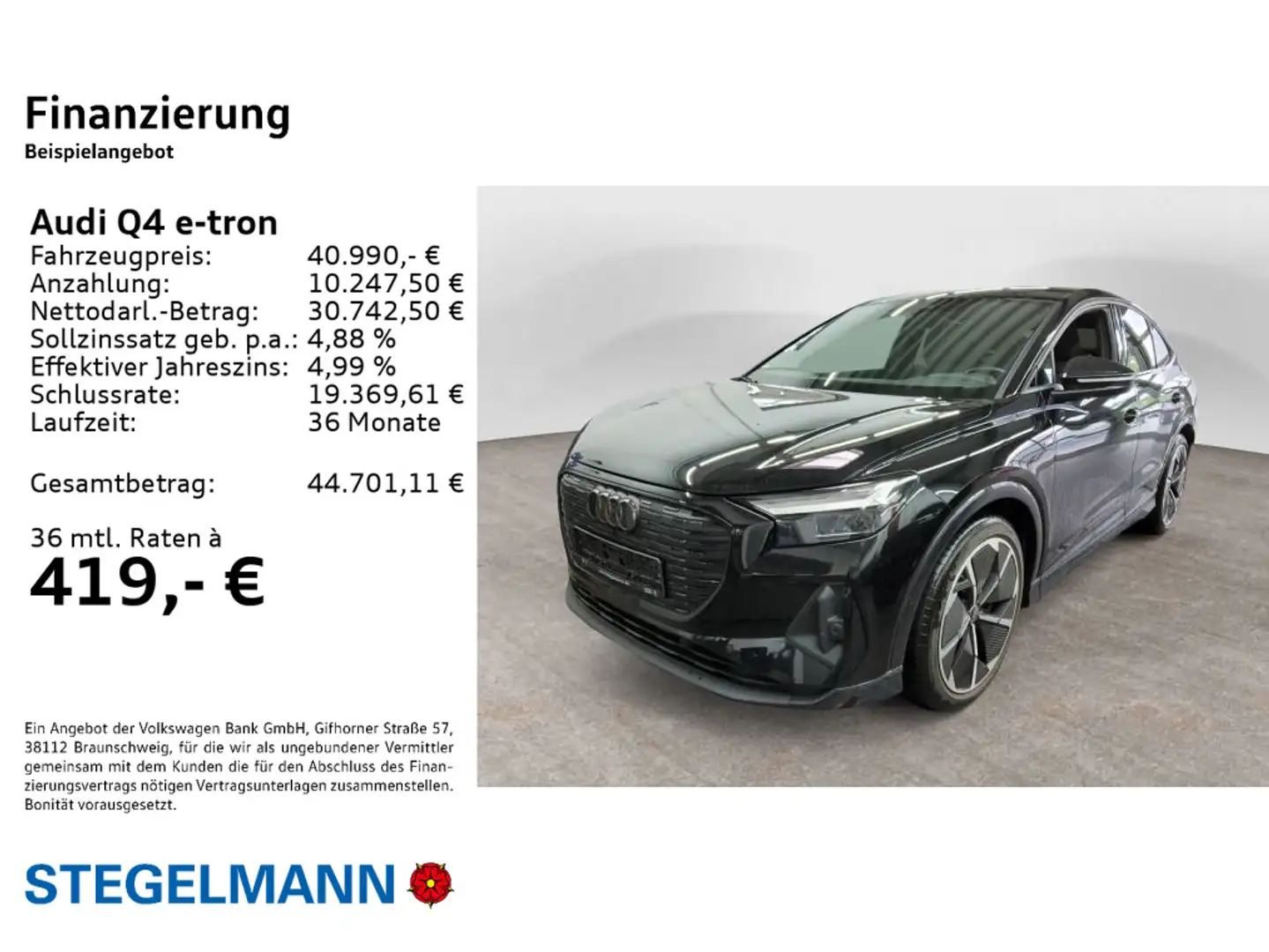Audi Q4 e-tron Sportback 40 150kW/77kWh S-Line *AHK*W Schwarz - 2