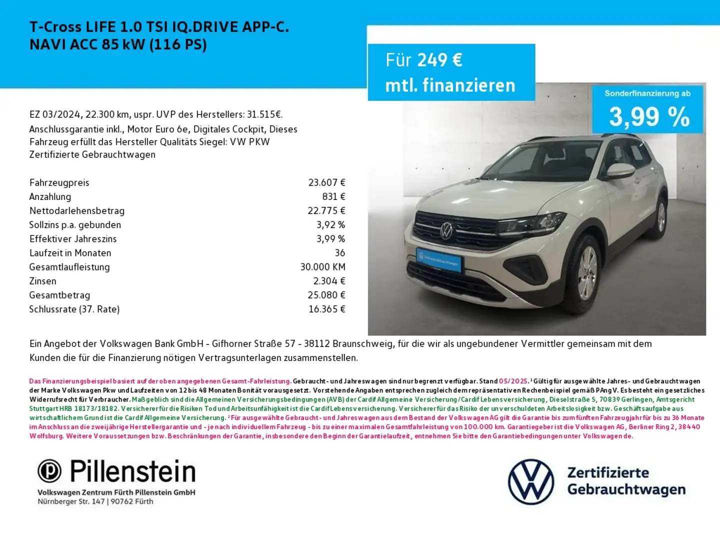 Volkswagen T-Cross LIFE 1.0 TSI IQ.DRIVE APP-C. NAVI ACC Grau - 1
