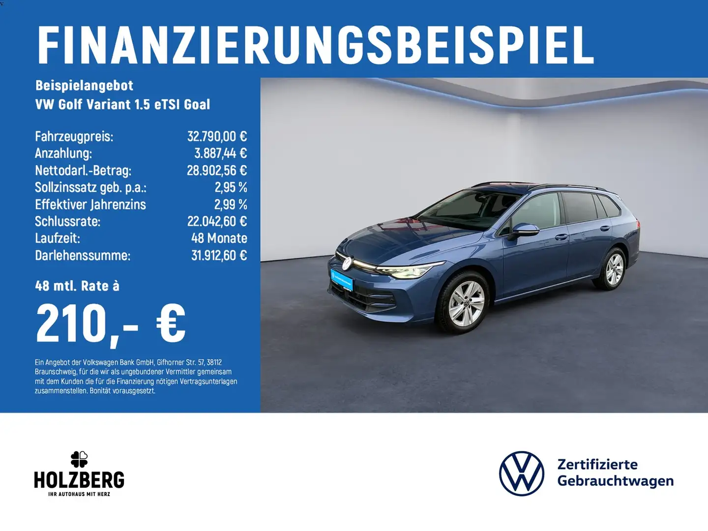 Volkswagen Golf Variant 1.5 eTSI Goal MATRIX+AHK+H&K+HUD Blau - 2