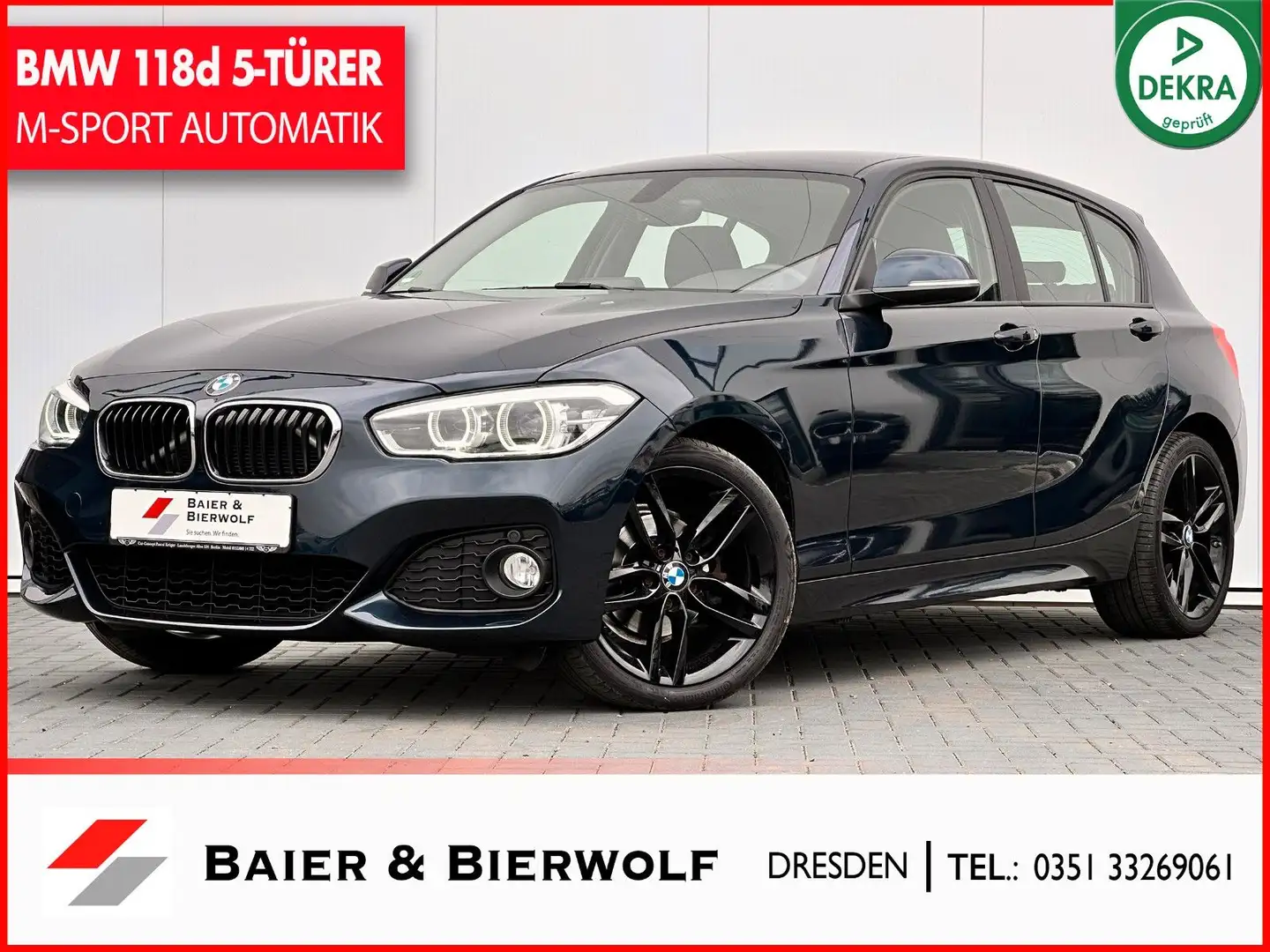 BMW 118 d M SPORT PAKET LED 5 TÜRER AUTOMATIK SHZ NAV Blauw - 1