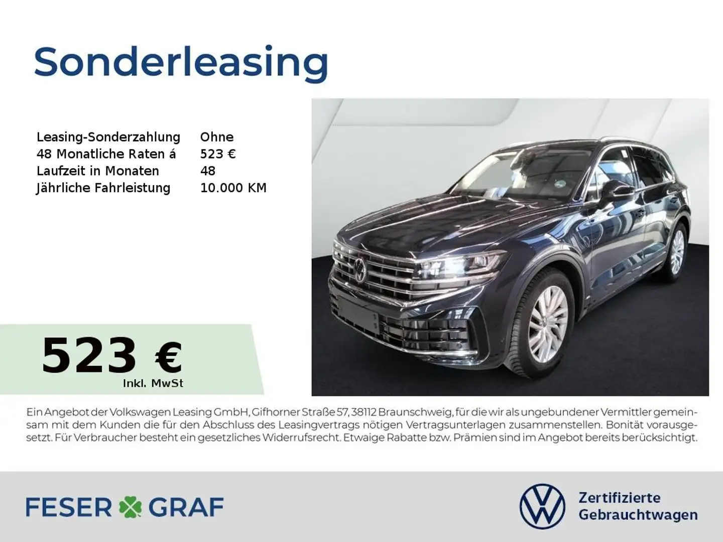 Volkswagen Touareg Elegance 3.0 TDI Navi AHK Kamera Leder LED Blau - 1