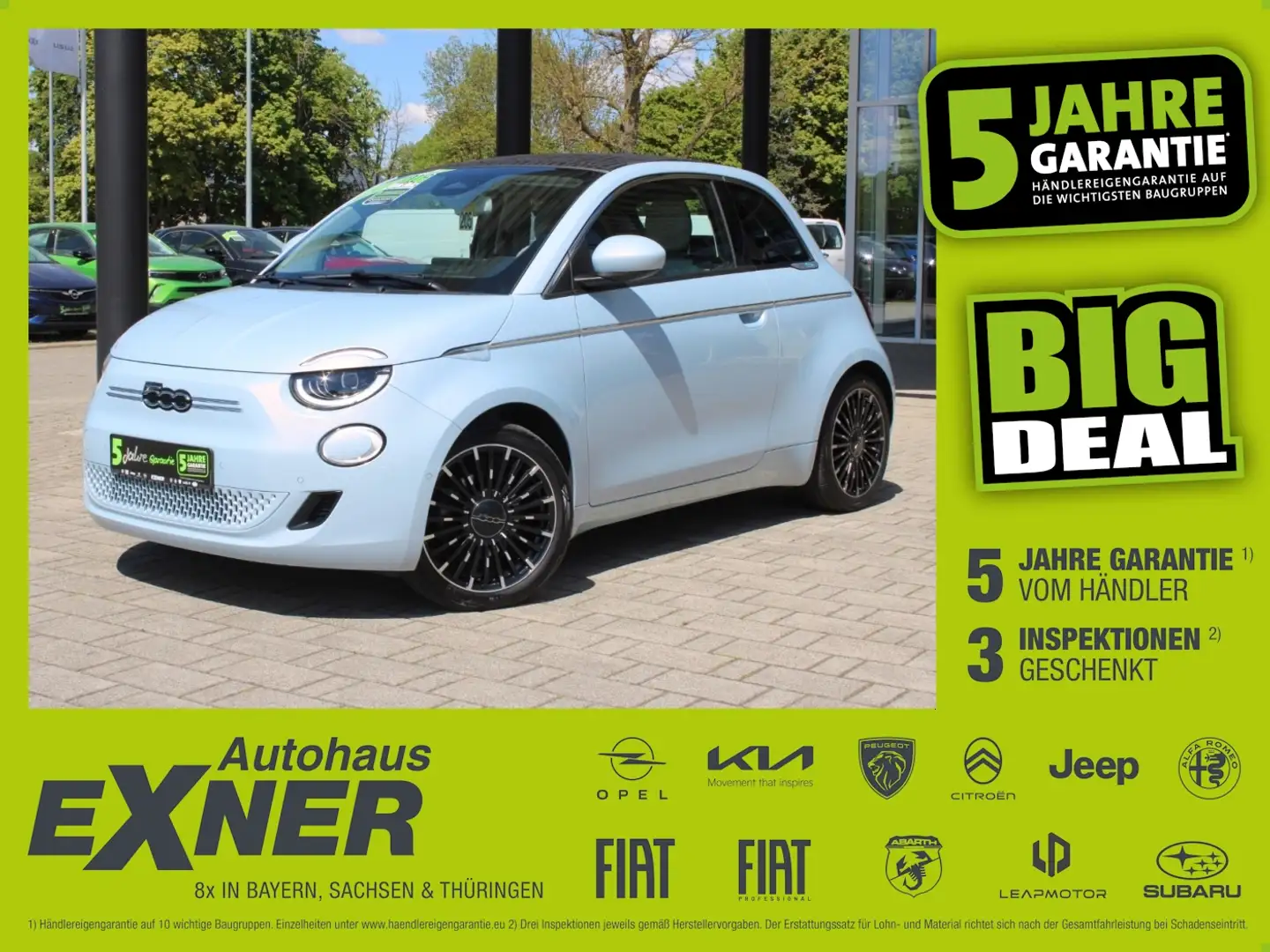 Fiat 500e Cabrio LA PRIMA  (42kWh) Leder, Navi, Blau - 1