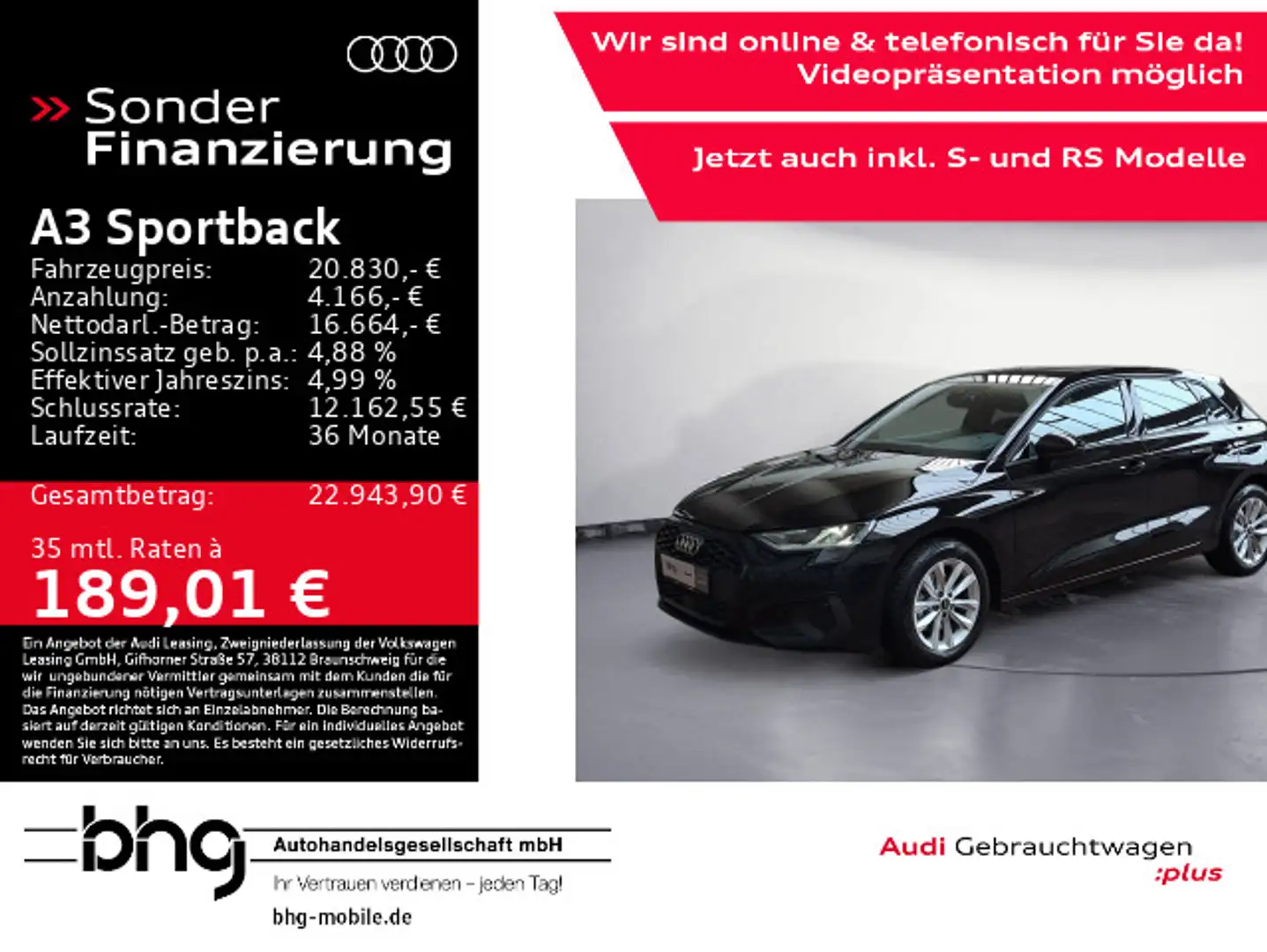 Audi A3 30 TFSI 81(110) kW(PS) *LED*BLUETOO Schwarz - 1