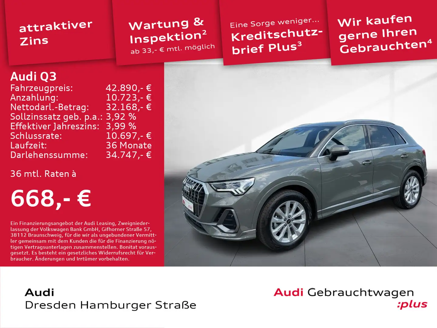 Audi Q3 35 TFSI S line LED Navi AHZV S tronic Grau - 1
