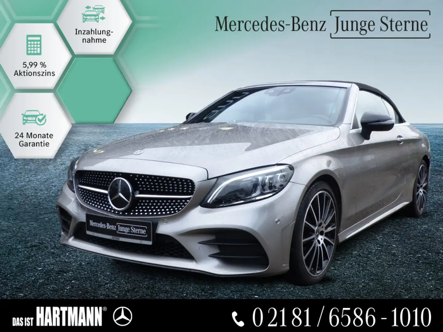 Mercedes-Benz C 200 Cabriolet AMG+NIGHT+MULTIBEAM+9G+DISTR+NAV Silber - 1