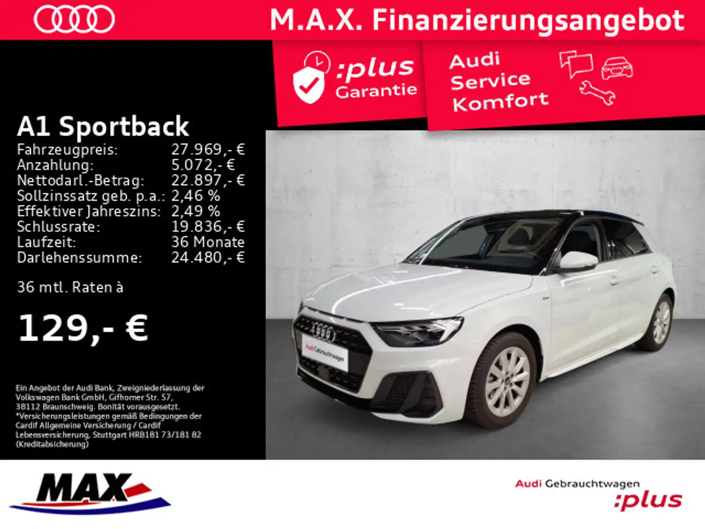 Audi A1 30 TFSI S LINE LED+NAVI+KAMERA+VCP+ Weiß - 1