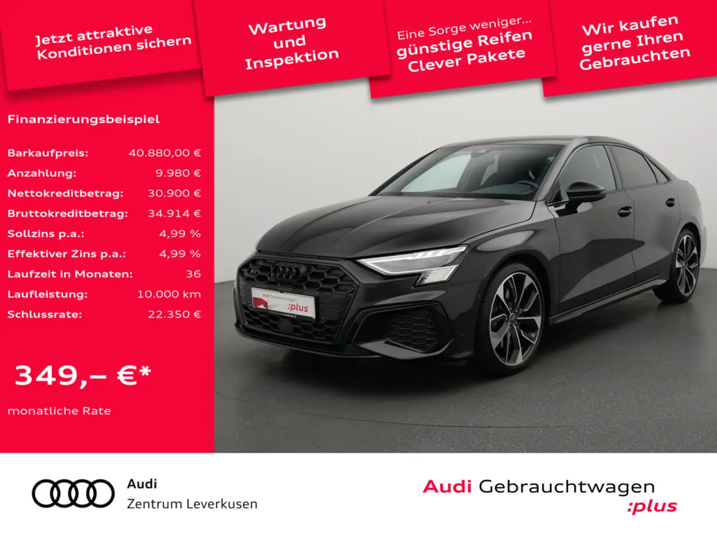 Audi S3 MATRIX LEDER NAVI VIRT ACC SHZ CARPLAYPDC Schwarz - 1