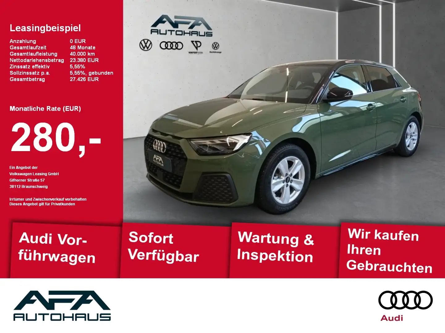 Audi A1 Sportback 25 TFSI S tr. LED*Smart.Int*PDC*SHZ Зелений - 1