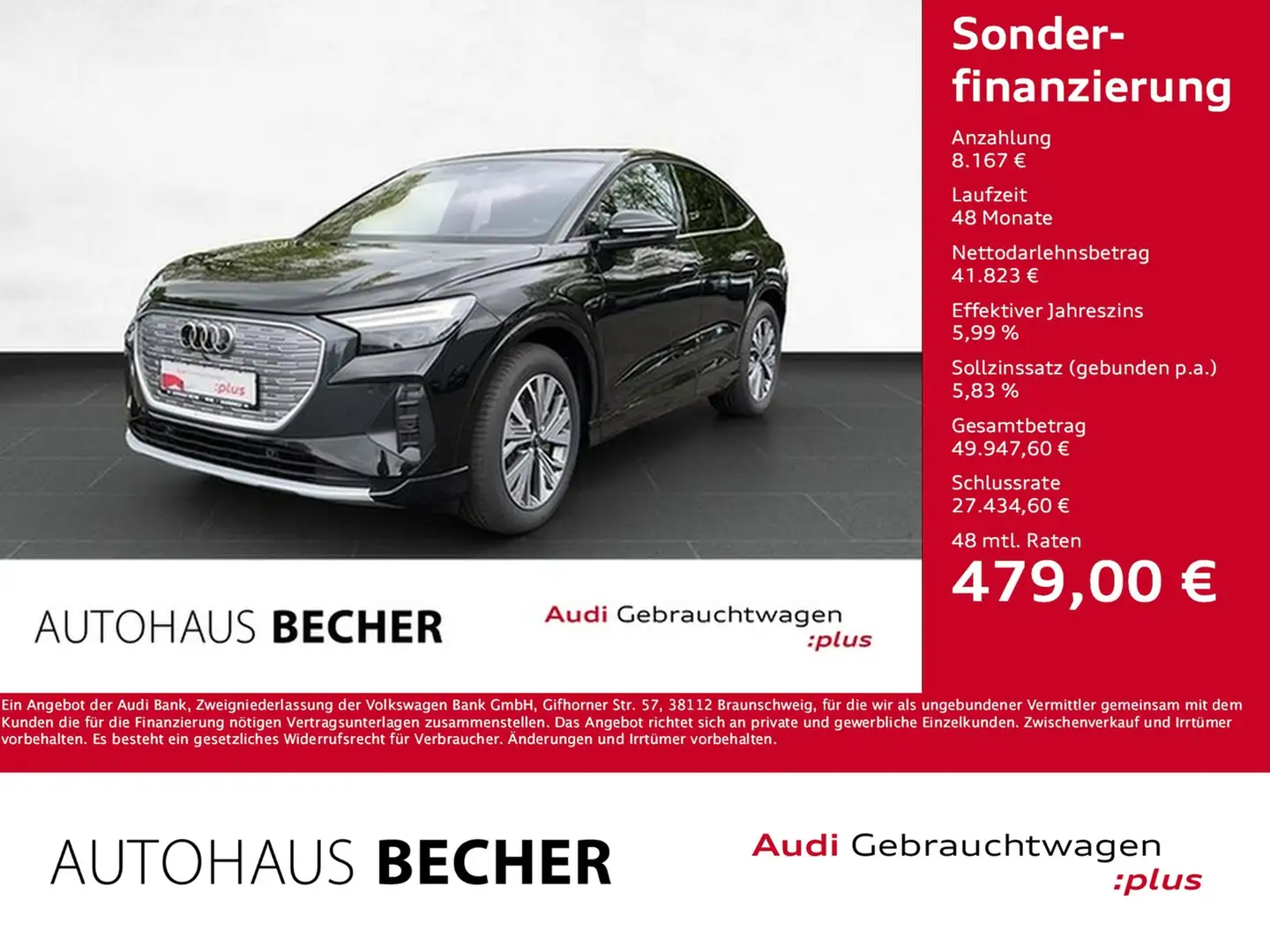 Audi Q4 e-tron Sportb 50 quattro /Navi/Pano/Rückfahrk Schwarz - 1