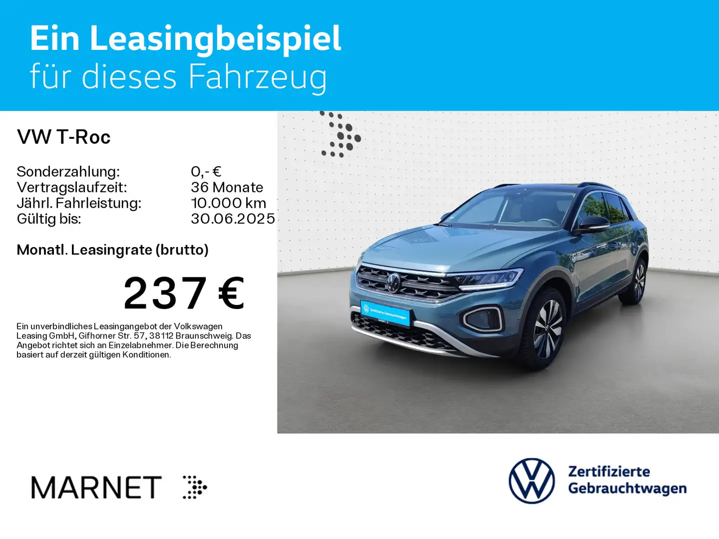 Volkswagen T-Roc Life GOAL 1.0 TSI 85kW NAVI*AHK*StandH.*LE Blau - 2