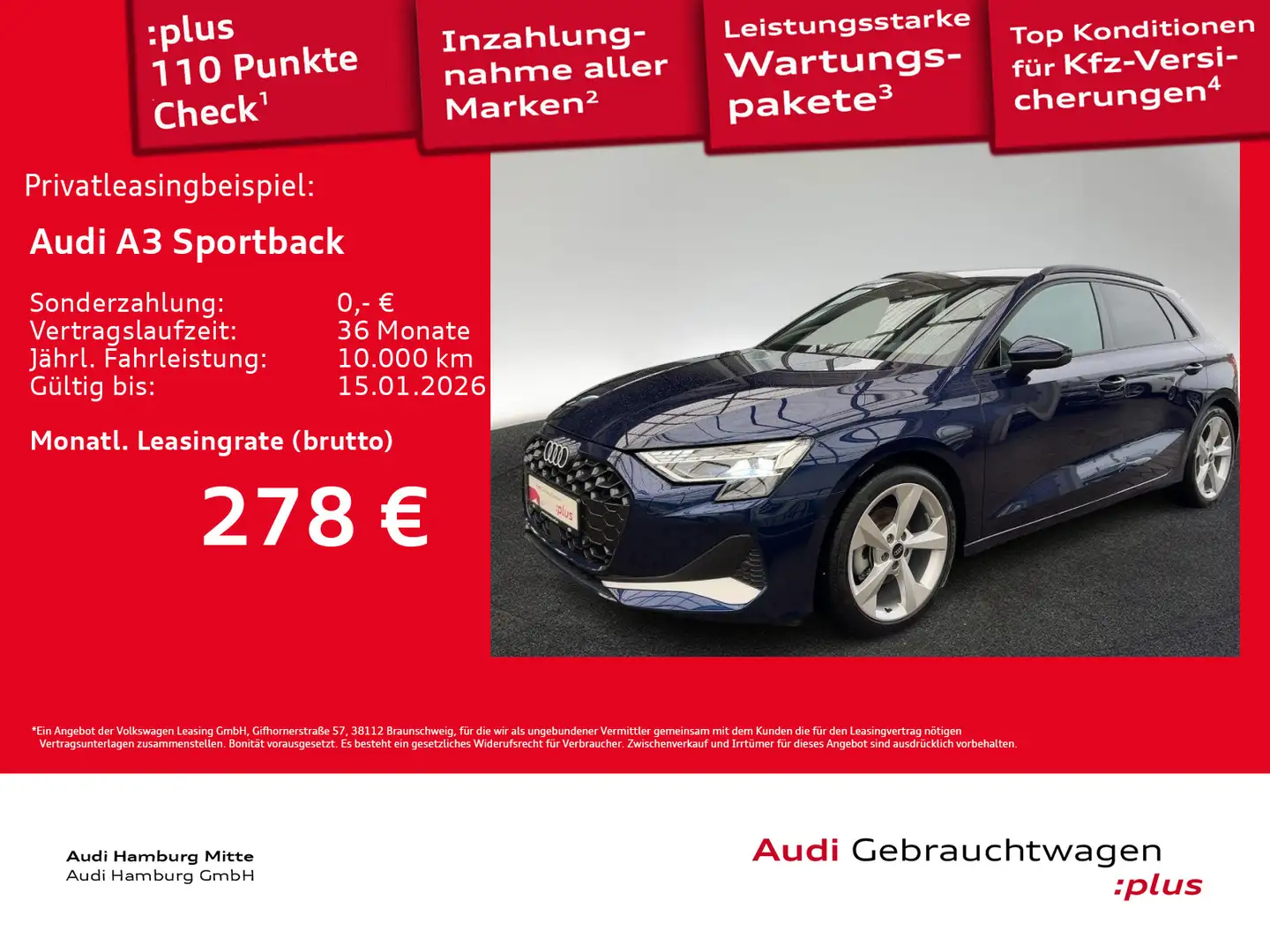 Audi A3 35 TFSI advanced S tronic LED Virtu Blau - 1