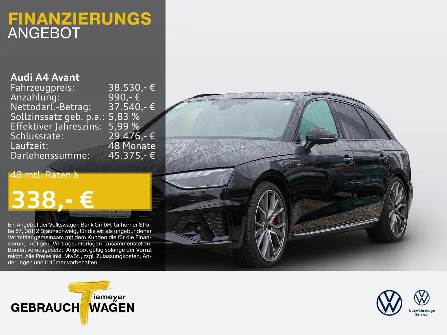 Audi A4 40 TFSI Q 2x S LINE LM19 KAMERA NAVI+ V Schwarz - 1