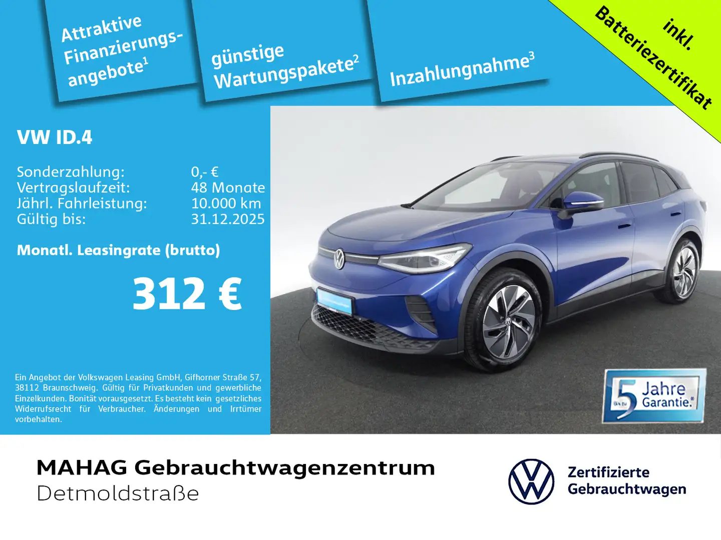 Volkswagen ID.4 Pro 210kW WärmePu NaviPro IQ.LIGHT ACC 19" Blau - 1