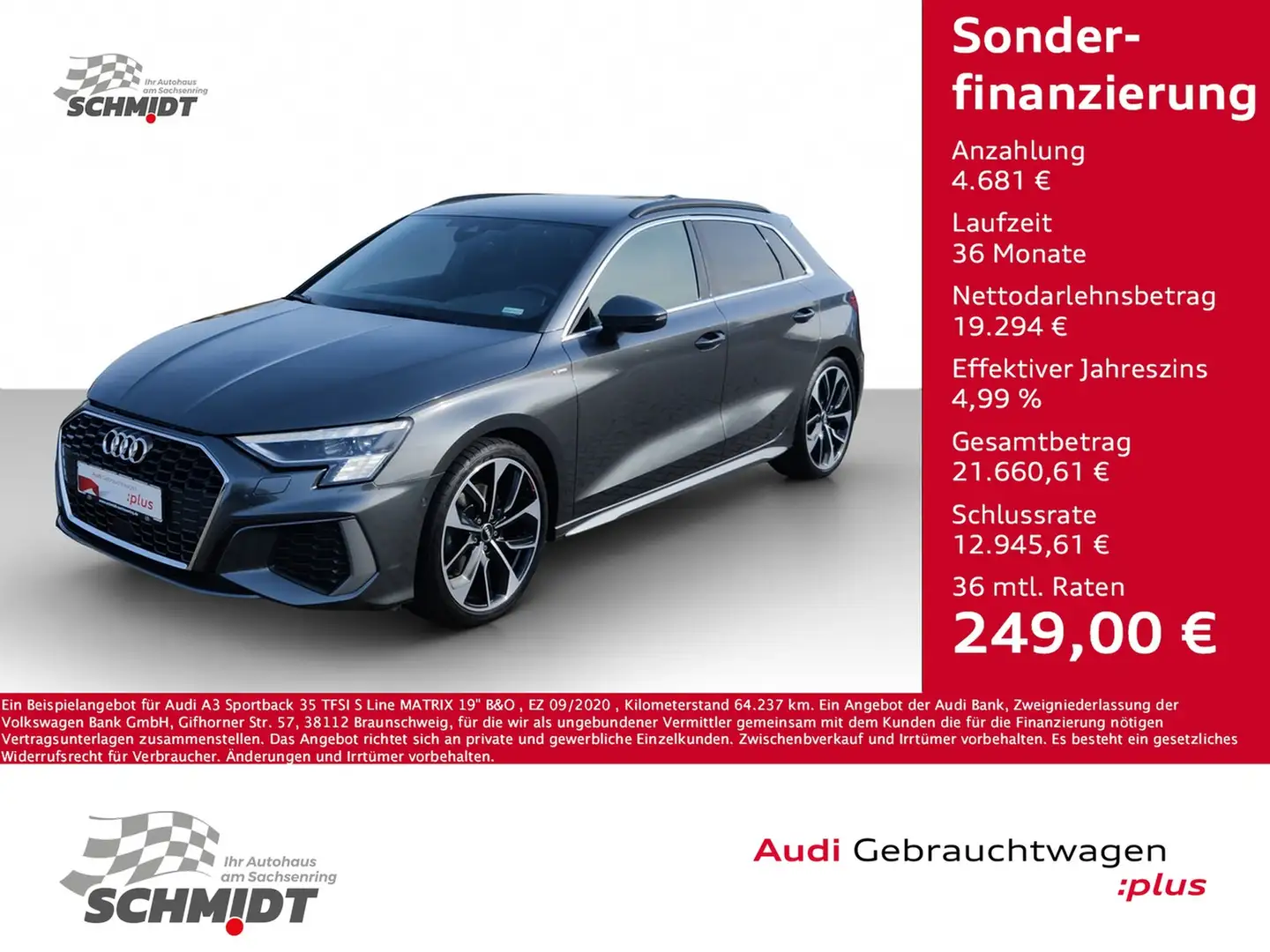 Audi A3 Sportback 35 TFSI S Line MATRIX 19" B&O Gris - 1