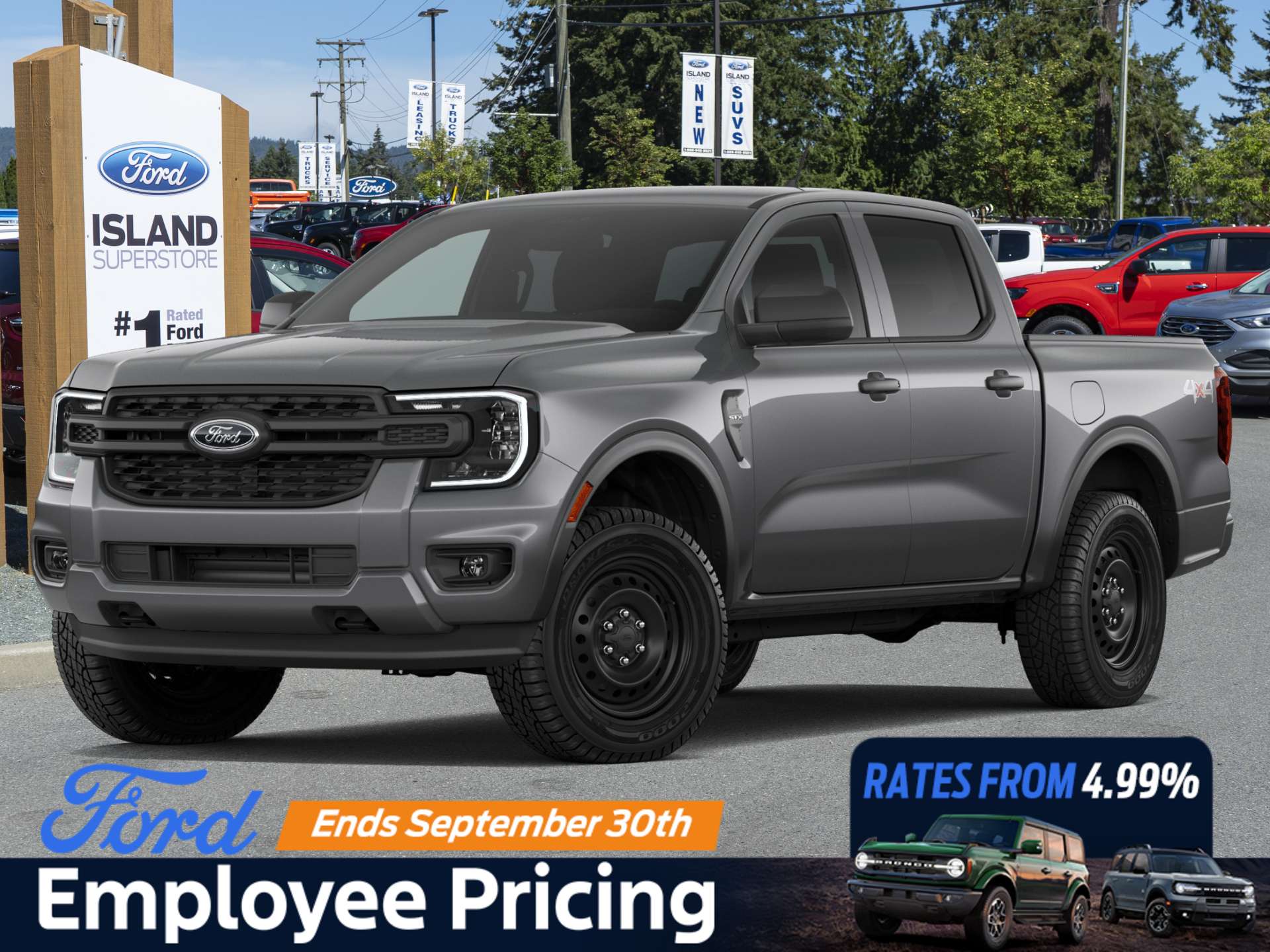 Gray 2026 Ford Ranger Pickup Truck Four-Wheel Drive Automatic