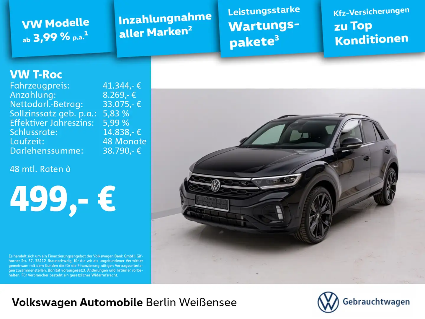 Volkswagen T-Roc R-Line 2.0 TDI DSG*KLIMA*MFL*NAVI*SHZ*RFK Negru - 1