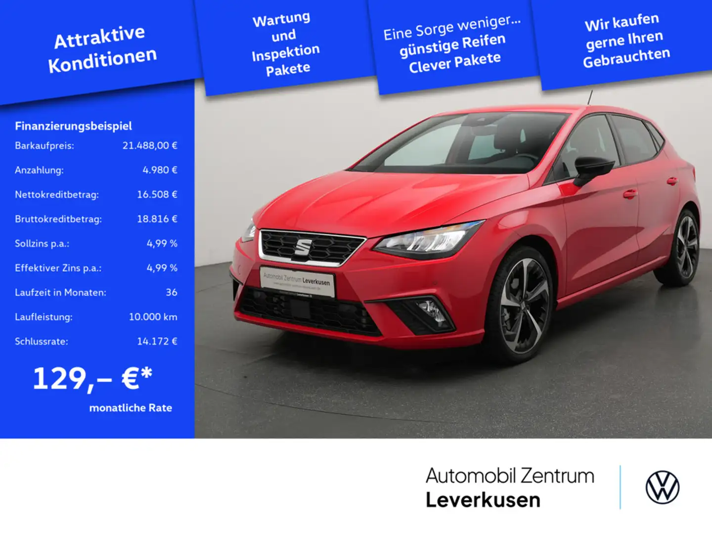 SEAT Ibiza FR DSG VIRT AHK ACC KAM CARPLAY SHZ LED Rot - 1