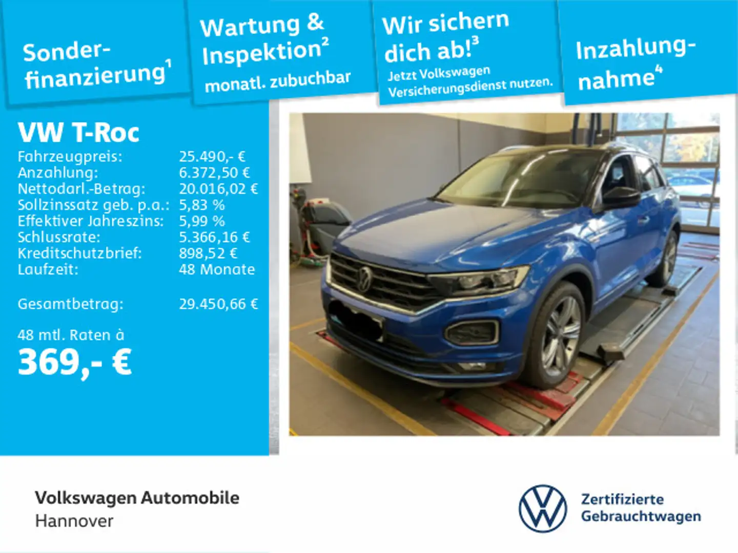 Volkswagen T-Roc 1.5 TSI DSG Sport R-Line Navi AHK Kamera A Blau - 1