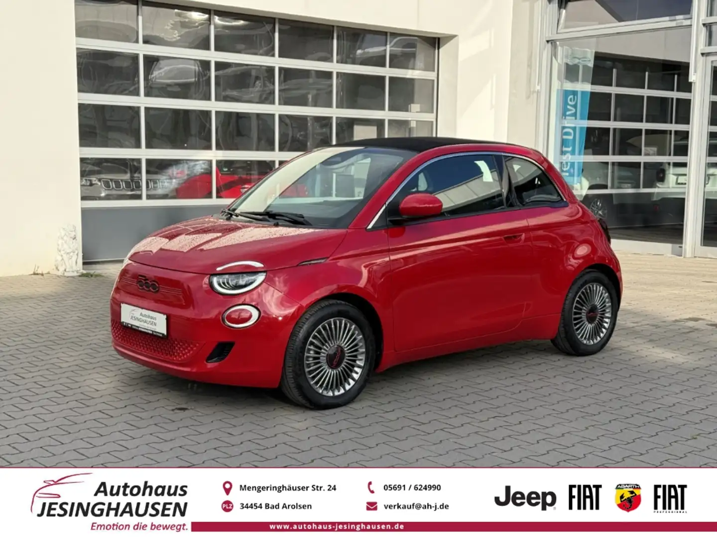 Fiat 500e RED Cabrio+Rückfahrkam+Navi+Sitzheiz.+LED Rot - 1