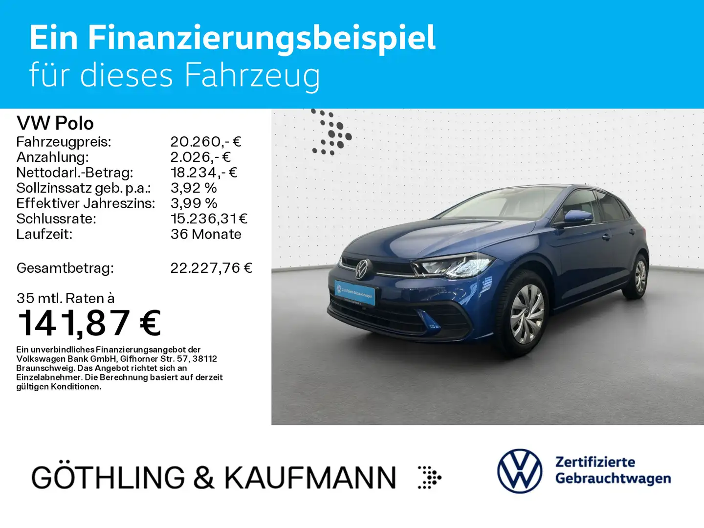 Volkswagen Polo Life 1.0 TSI*NAVI*IQ-Drive*PDC*SHZ*LED*Virt Blau - 2