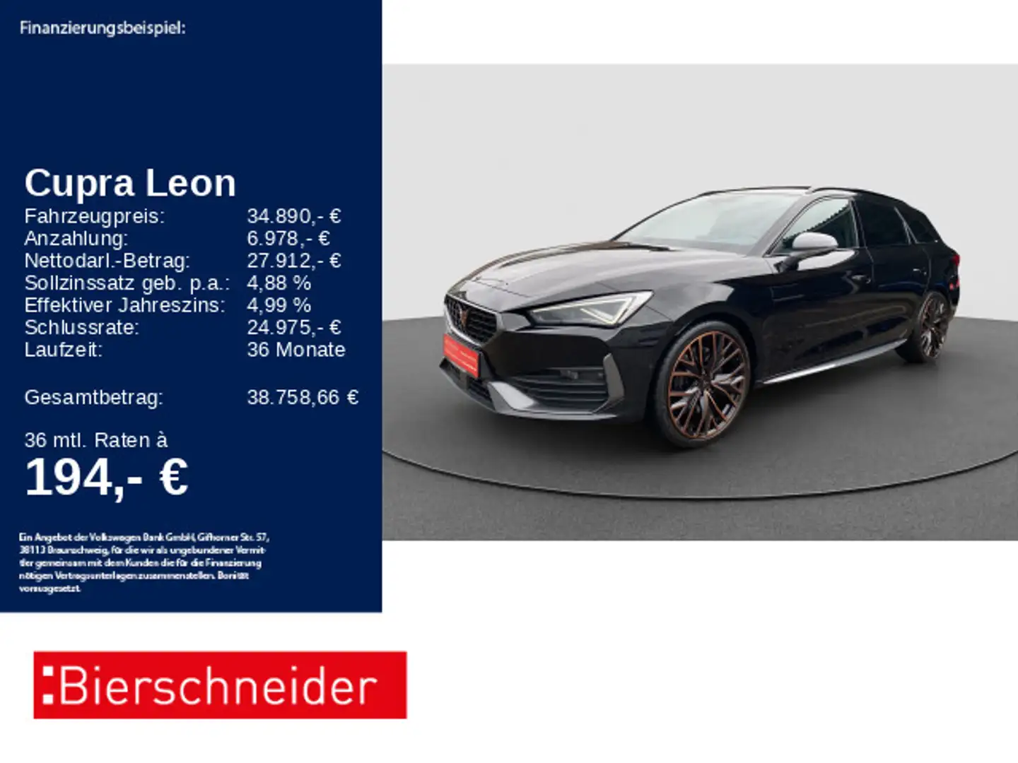 CUPRA Leon SP 2.0 TSI VZ CUP MATRIX LEDER BEATS 19 Schwarz - 1