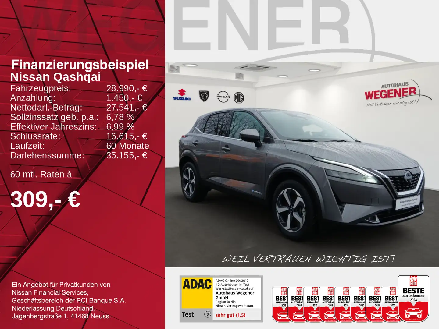 Nissan Qashqai QASHQAI MY22 1.5 VC-T e-POWER 190 PS 4x2 N-Conne Gris - 2