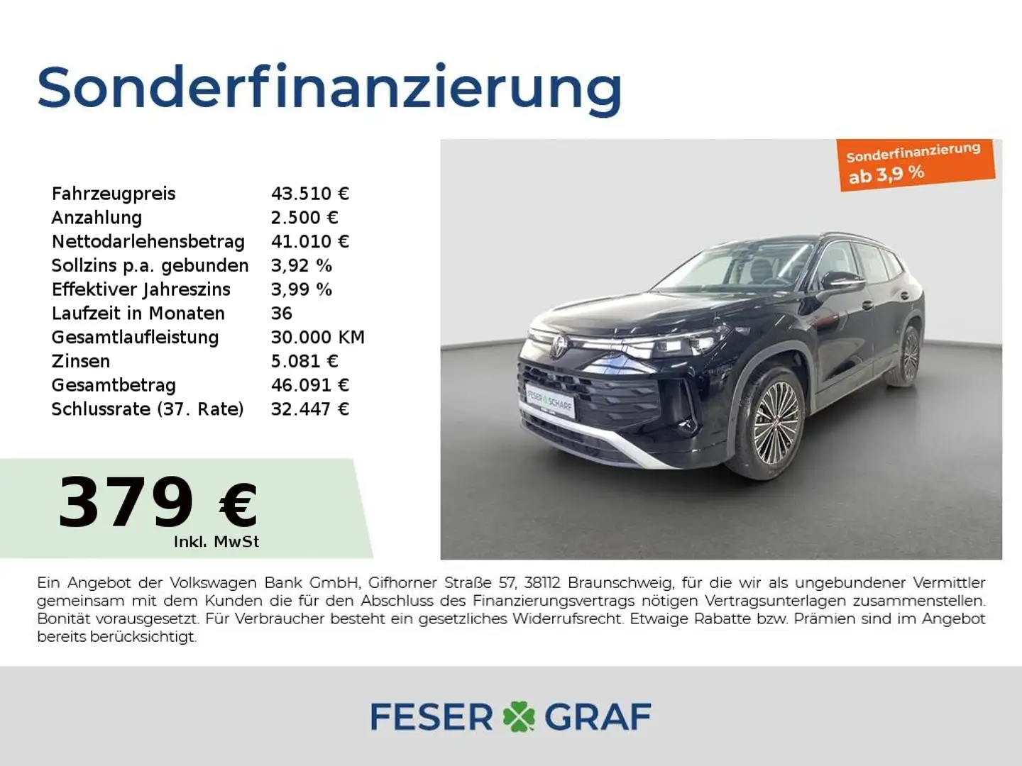 Volkswagen Tayron Life 2.0 TDI 4M 7-Sitze 360° Matrix AHK Schwarz - 1