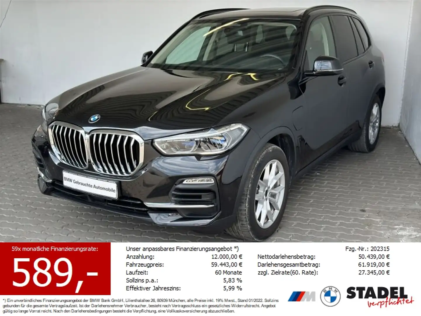 BMW X5 xDrive45e Navi.Laser.HuD.HarKard.ACC.RFK.Pano Schwarz - 1
