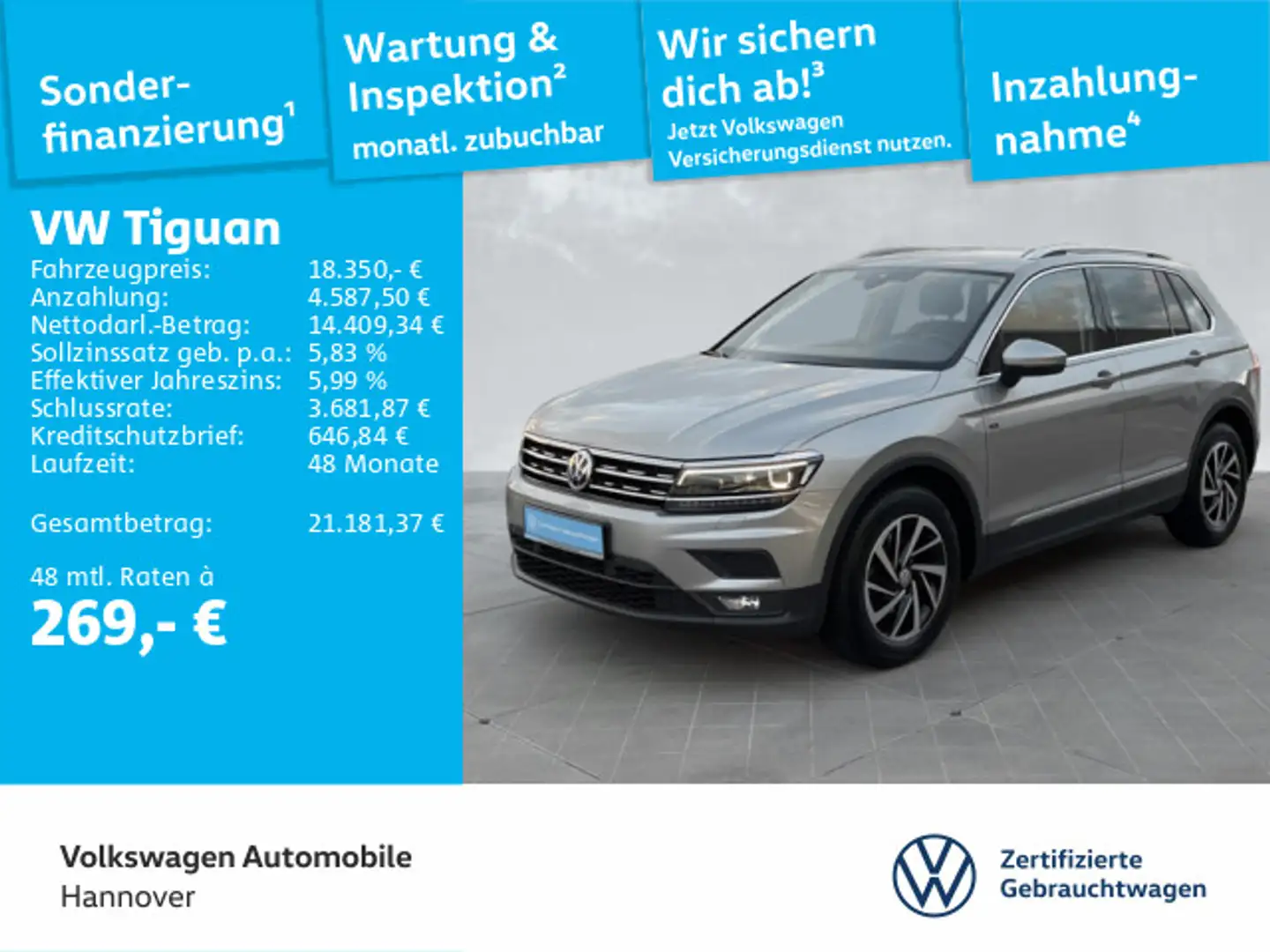 Volkswagen Tiguan 1.4 TSI Join Navi AHK LED HuD PDC SHZ ACC Argent - 1
