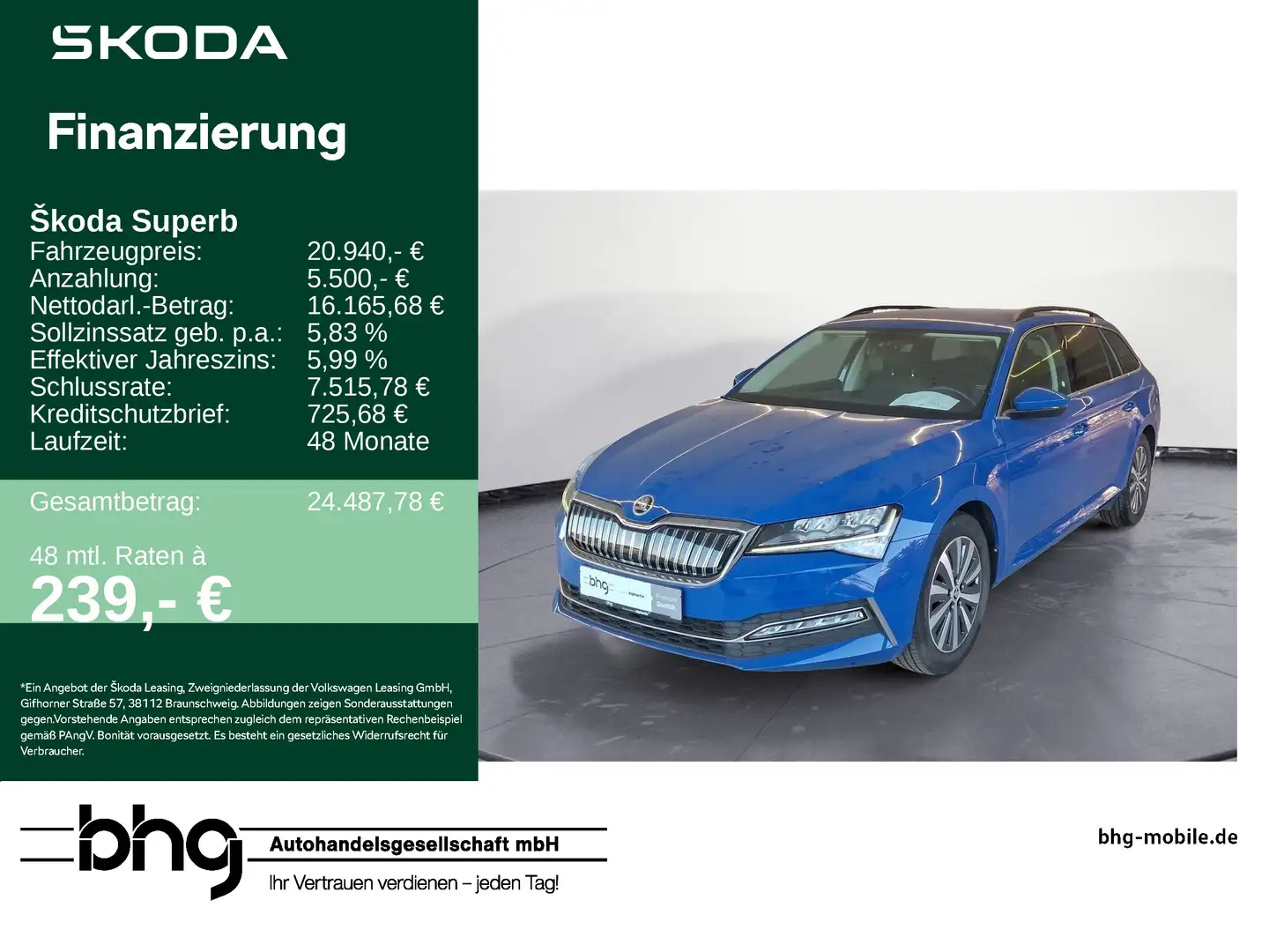 Skoda Superb Combi 1.4 TSI iV DSG Ambition #DCC #NAVIG Blau - 1