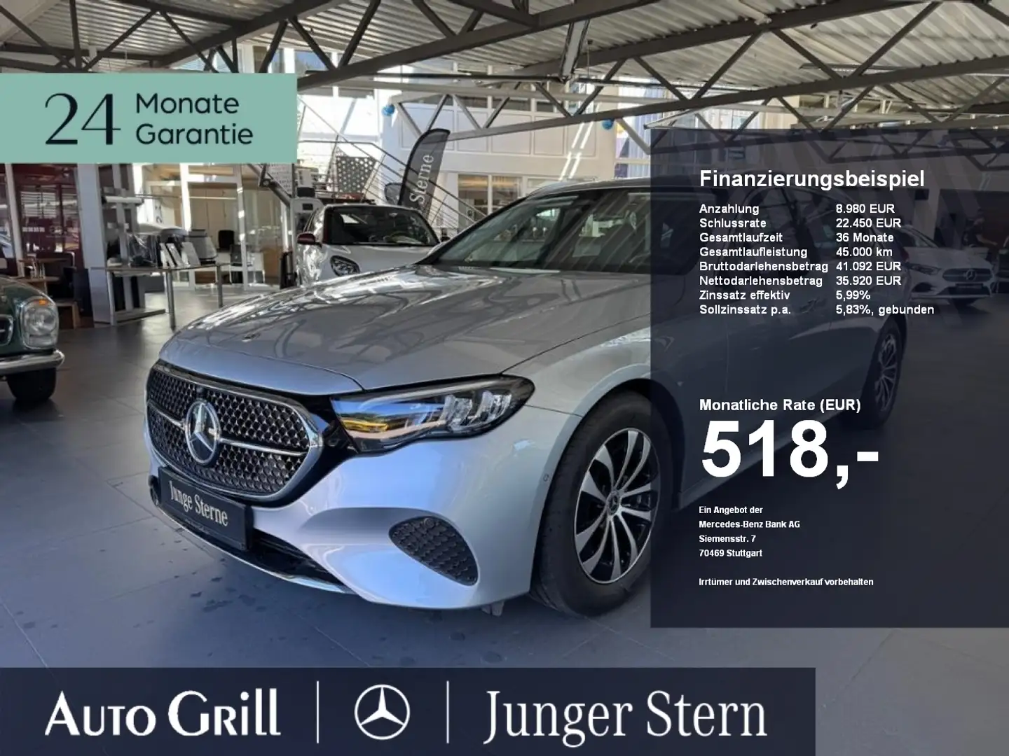 Mercedes-Benz E 220 T d neues Mod Avantgarde Distronic KeyGO Zilver - 1