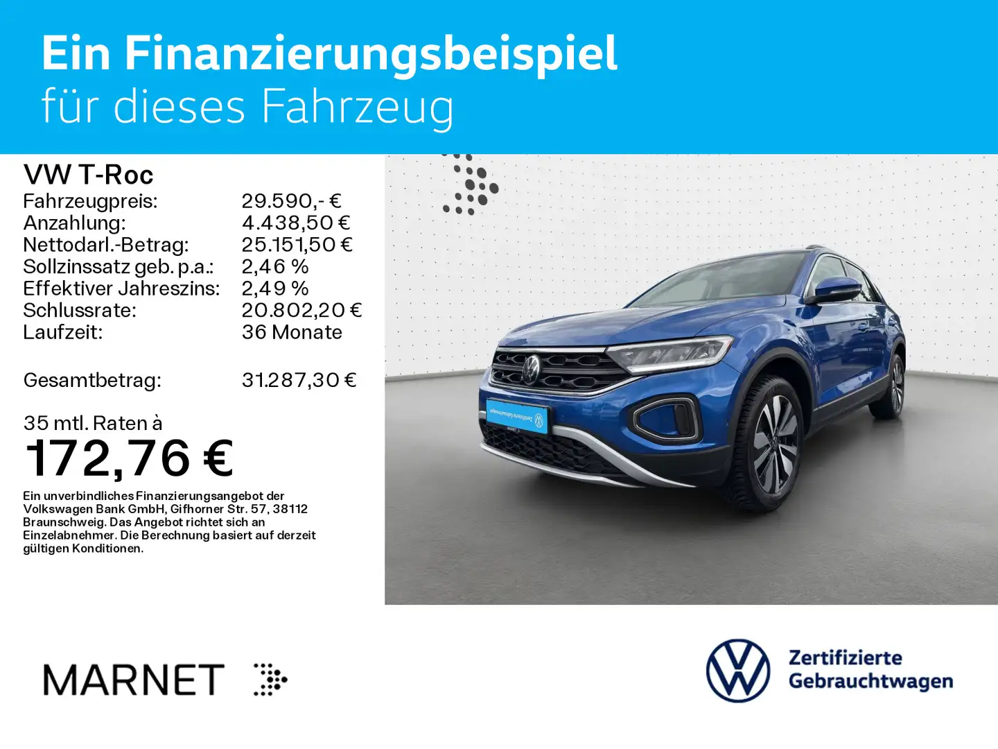 Volkswagen T-Roc Life MOVE 1.5 TSI DSG*NAVI*AHK*KAMERA*ASG* Blau - 2
