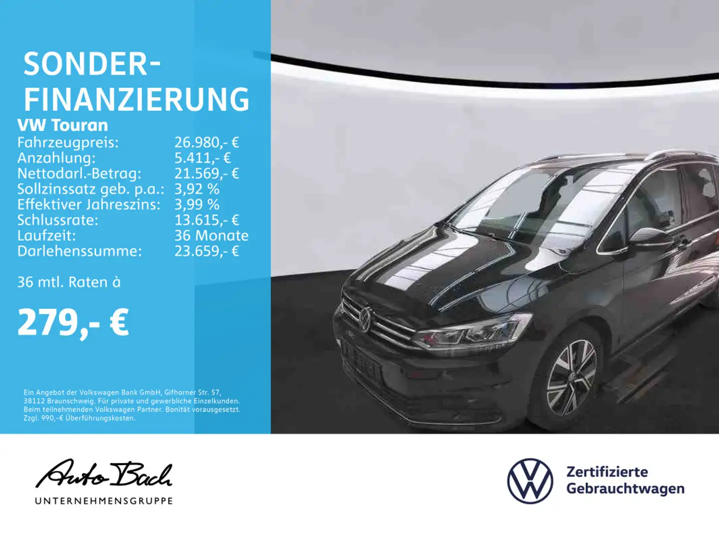 Volkswagen Touran 2.0 TDI "Highline" DSG LED Standhzg ACC E Schwarz - 1