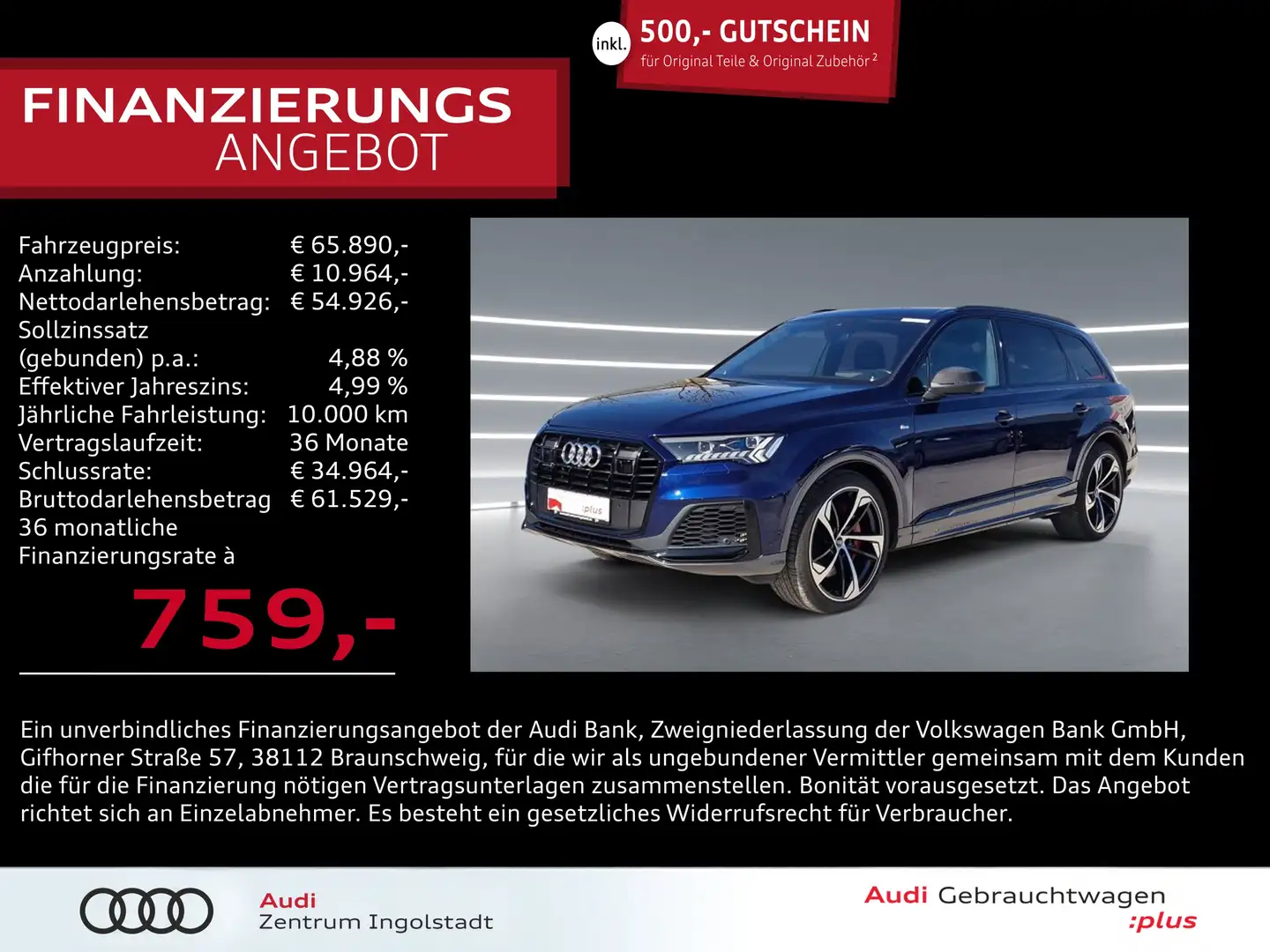 Audi Q7 60 TFSI e S line LASER AHK Pano 22" B&O-Adv. Blau - 1