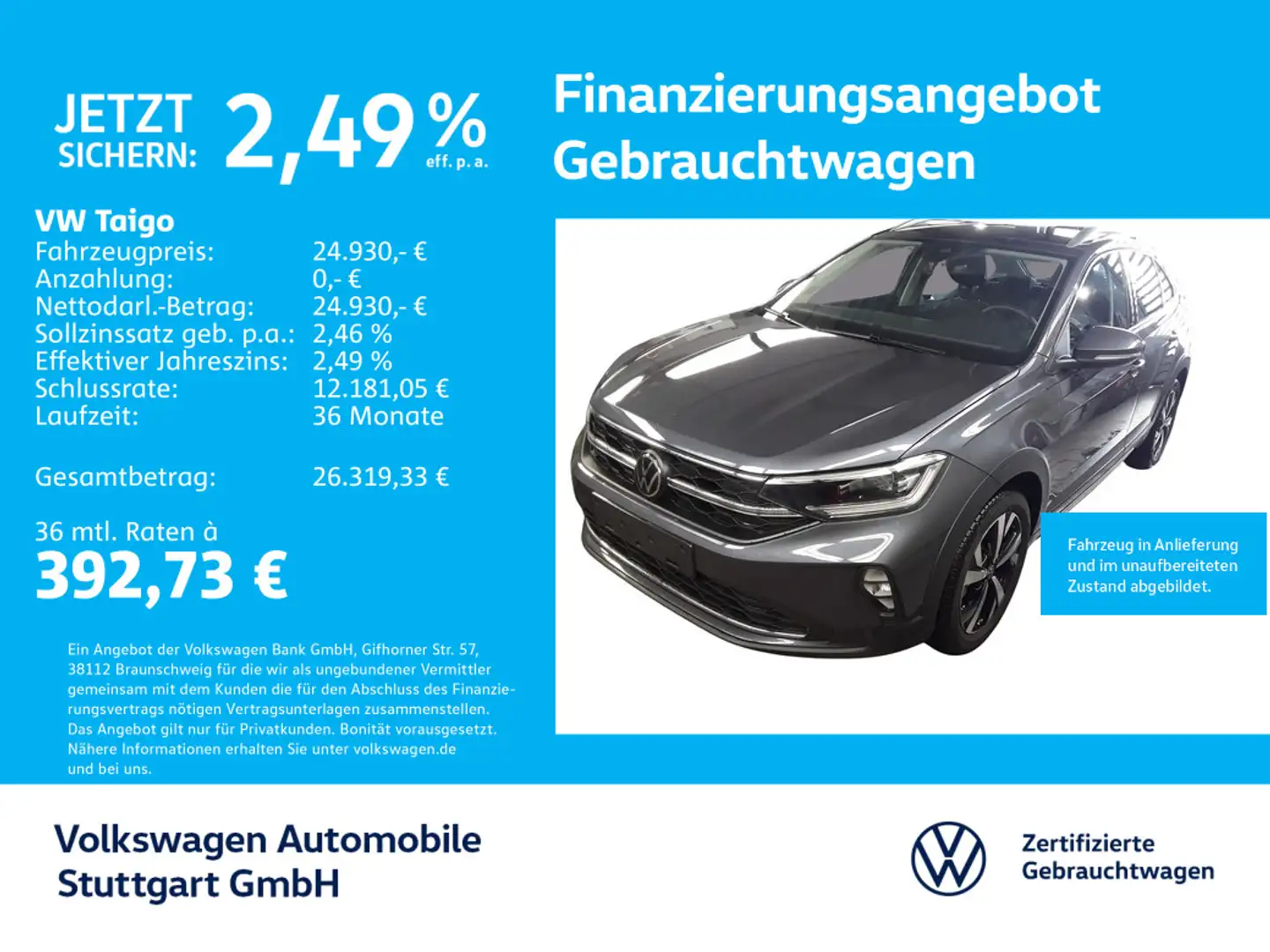 Volkswagen Taigo Style 1.5 TSI DSG Navi Kamera ACC LED SHZ Grau - 1