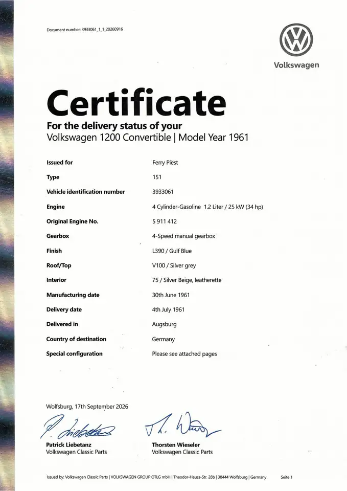 Volkswagen Kever Matching Numbers | Originele L390 Gulf Blue | Volk, foto 5