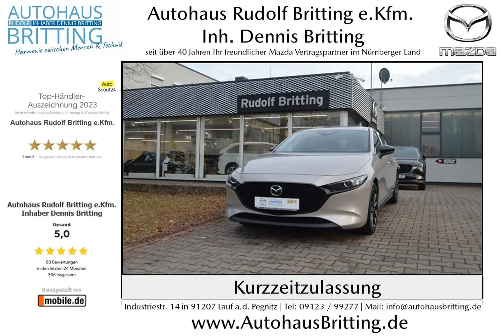 Mazda 3 Benzin 140PS 6GS Homura Navi PDC SHZ Šedá - 1