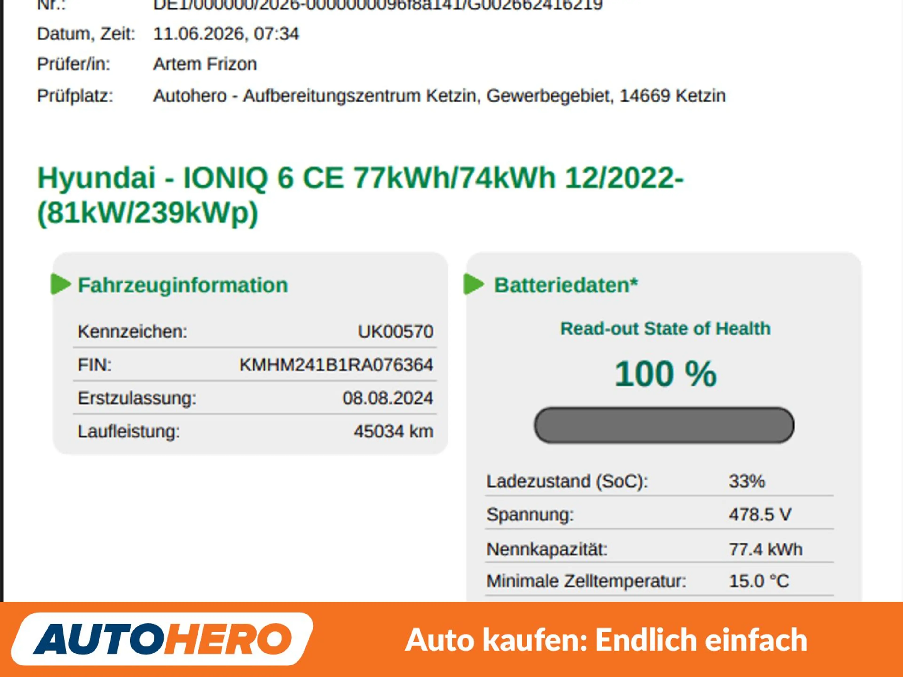 Hyundai IONIQ 6 electric drive 111 kW Aut.*NAVI*LED*ACC*PDC*SHZ* — photo 10