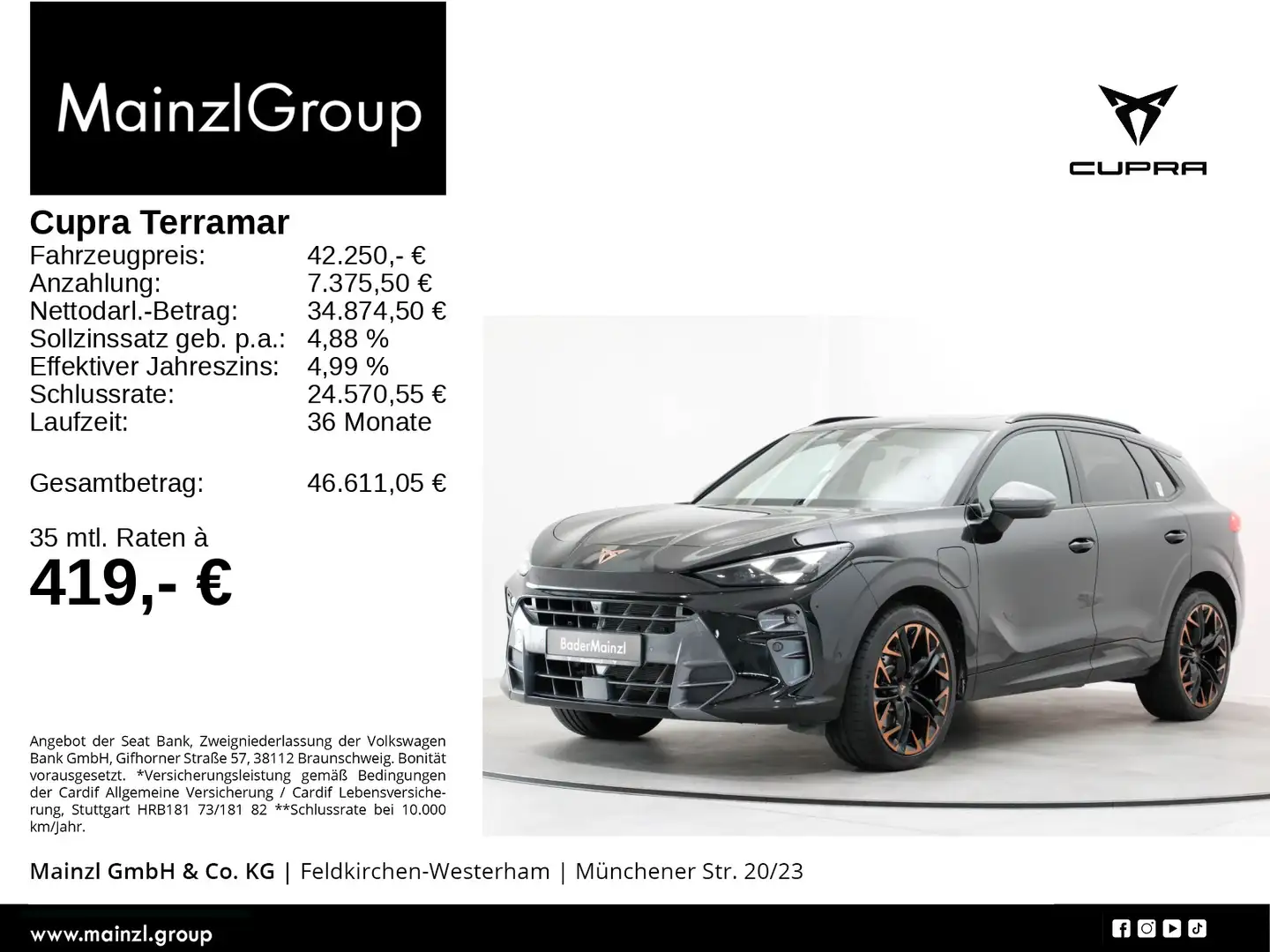 CUPRA Terramar 1.5 eTSI DSG Matrix Pano HUD 360° ACC Schwarz - 1