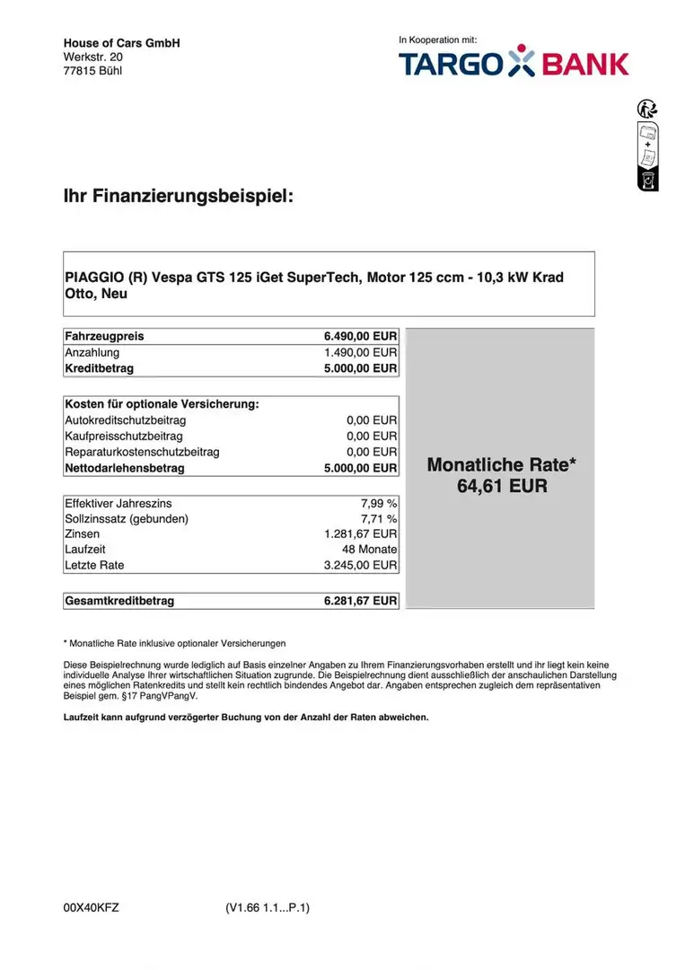 Vespa GTS 125 Super Sport Euro 5+* AB 65,- EUR Negro - 2