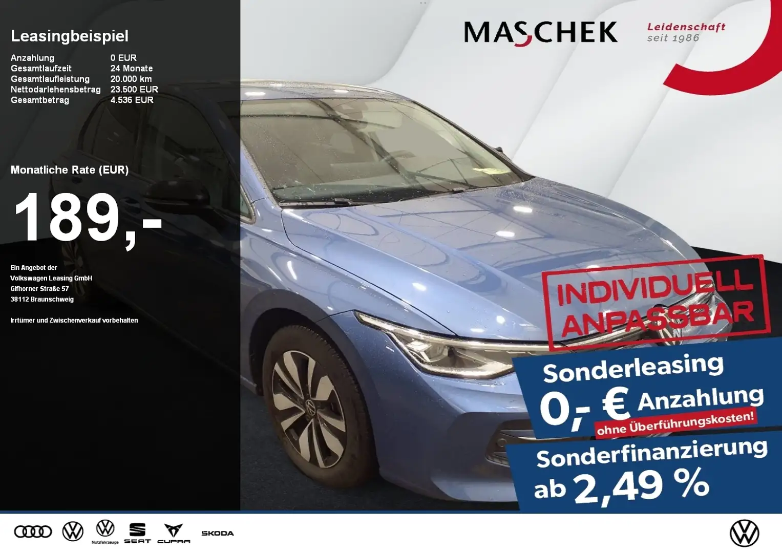 Volkswagen Golf Goal 1.5 TSI AHK Navi Sitzh. GRA PDC AHK Blau - 1