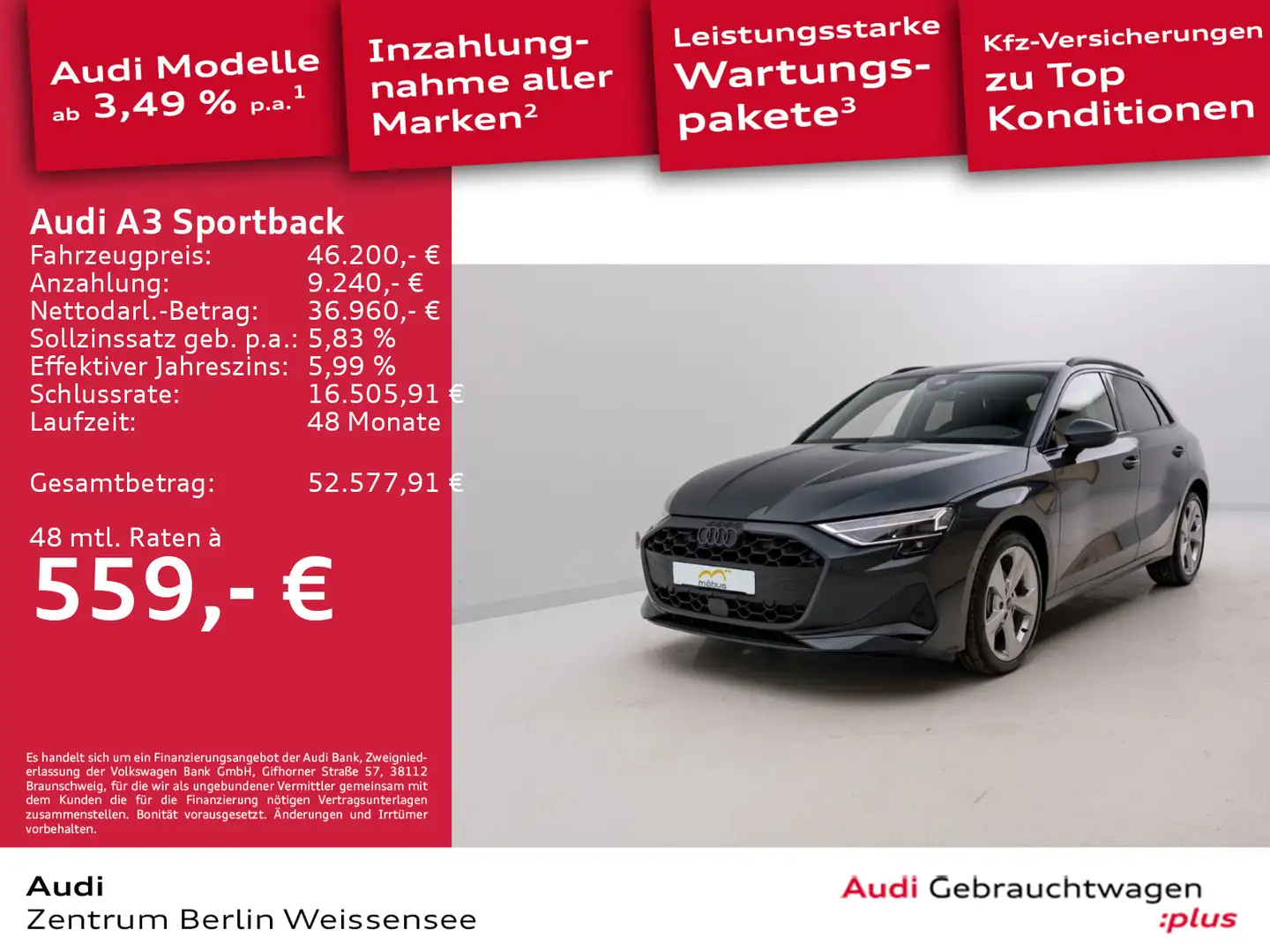 Audi A3 40 TFSI e S-TRO*LED*RFK*ACC*NAV*SHZ Grau - 1