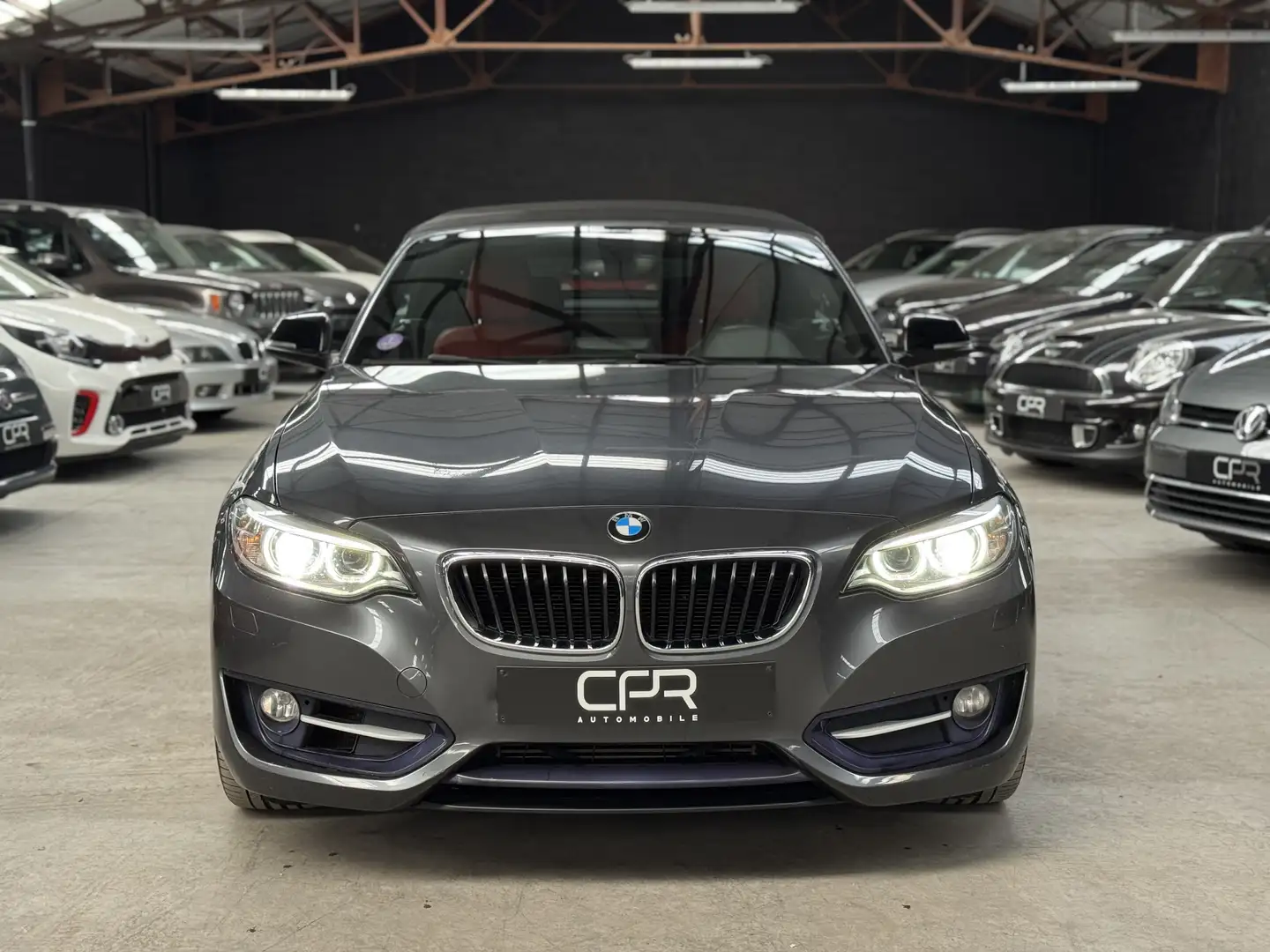 BMW 218 i * Cabriolet * GPS * CUIR ELEC/CH * CRUISE * CLIM Gris - 2