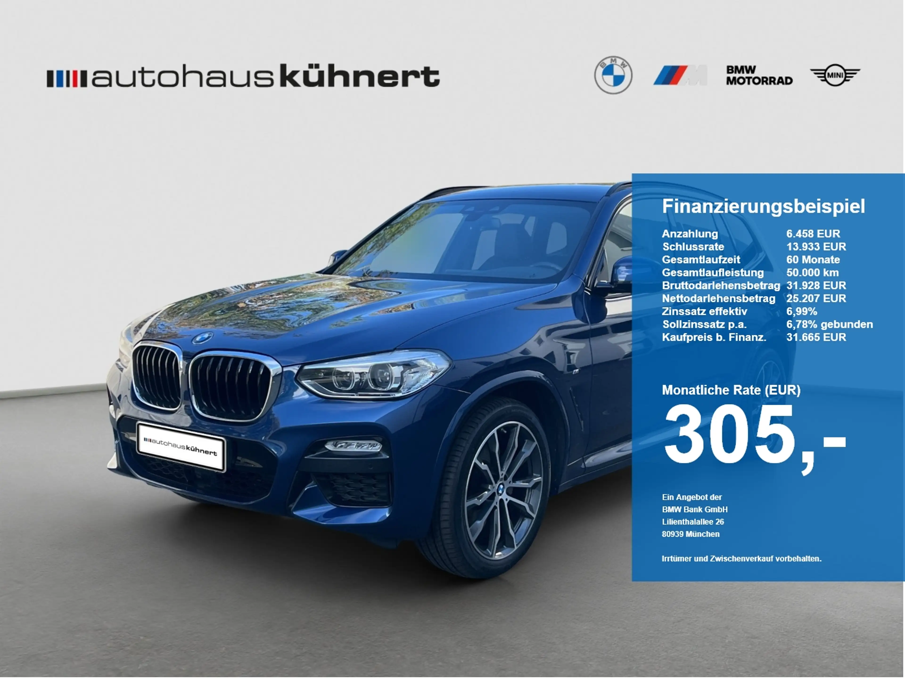 BMW X3 xDrive 20d M-Sport LED ACC AHK HUD NaviPro