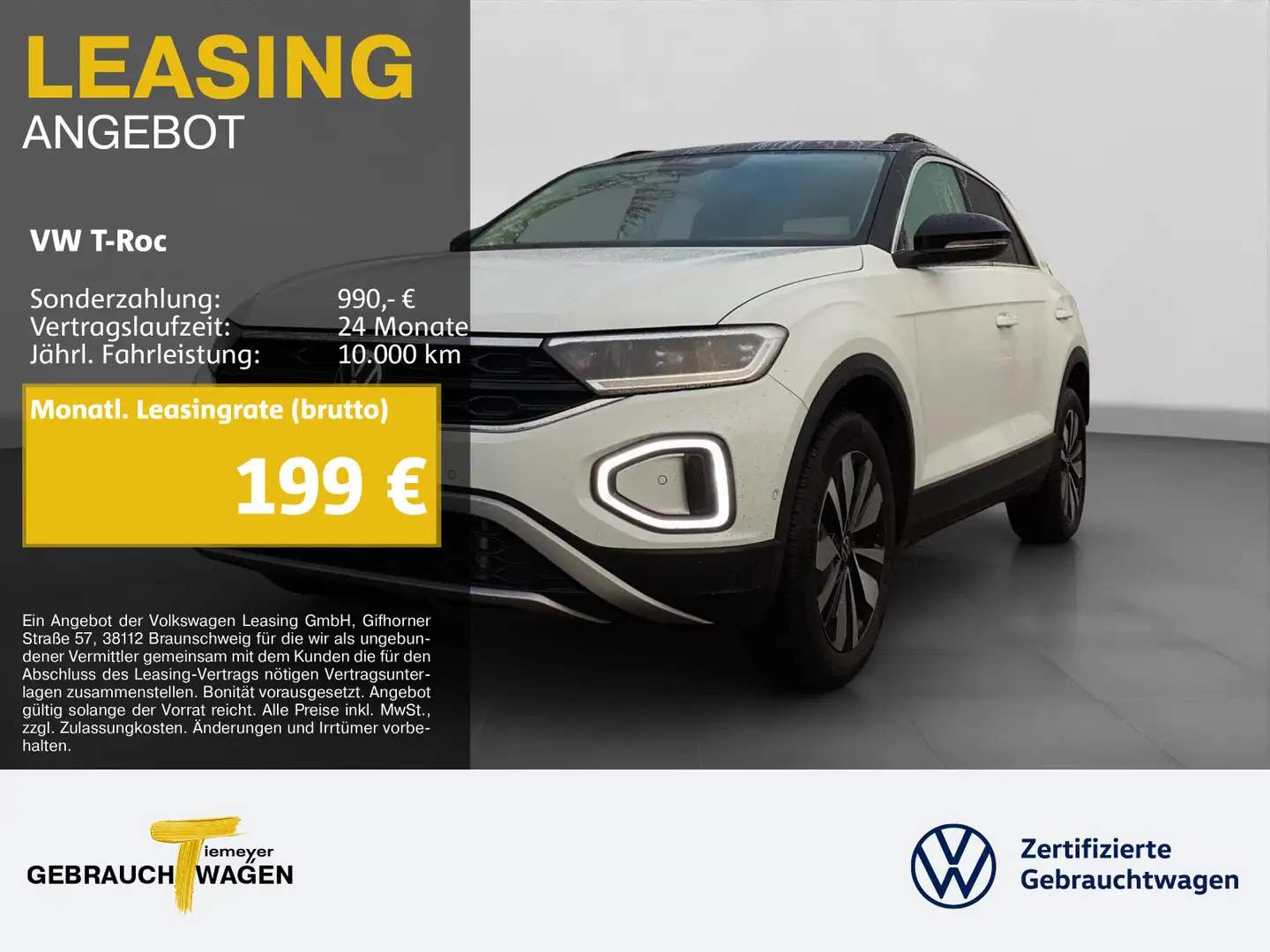 Volkswagen T-Roc 2.0 TDI DSG GOAL LED+ KAMERA AHK PRIVACY Weiß - 1