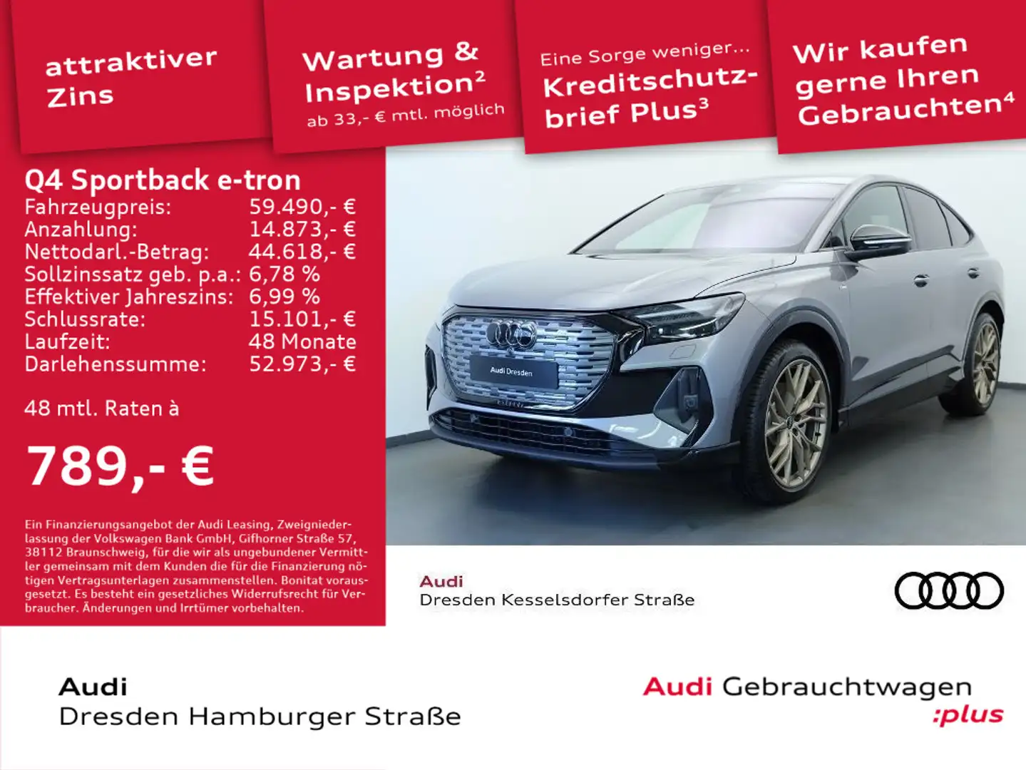 Audi Q4 e-tron Q4 Sportback 50 e-tron !SONDERRABATT! UPE 82.175 Grau - 1