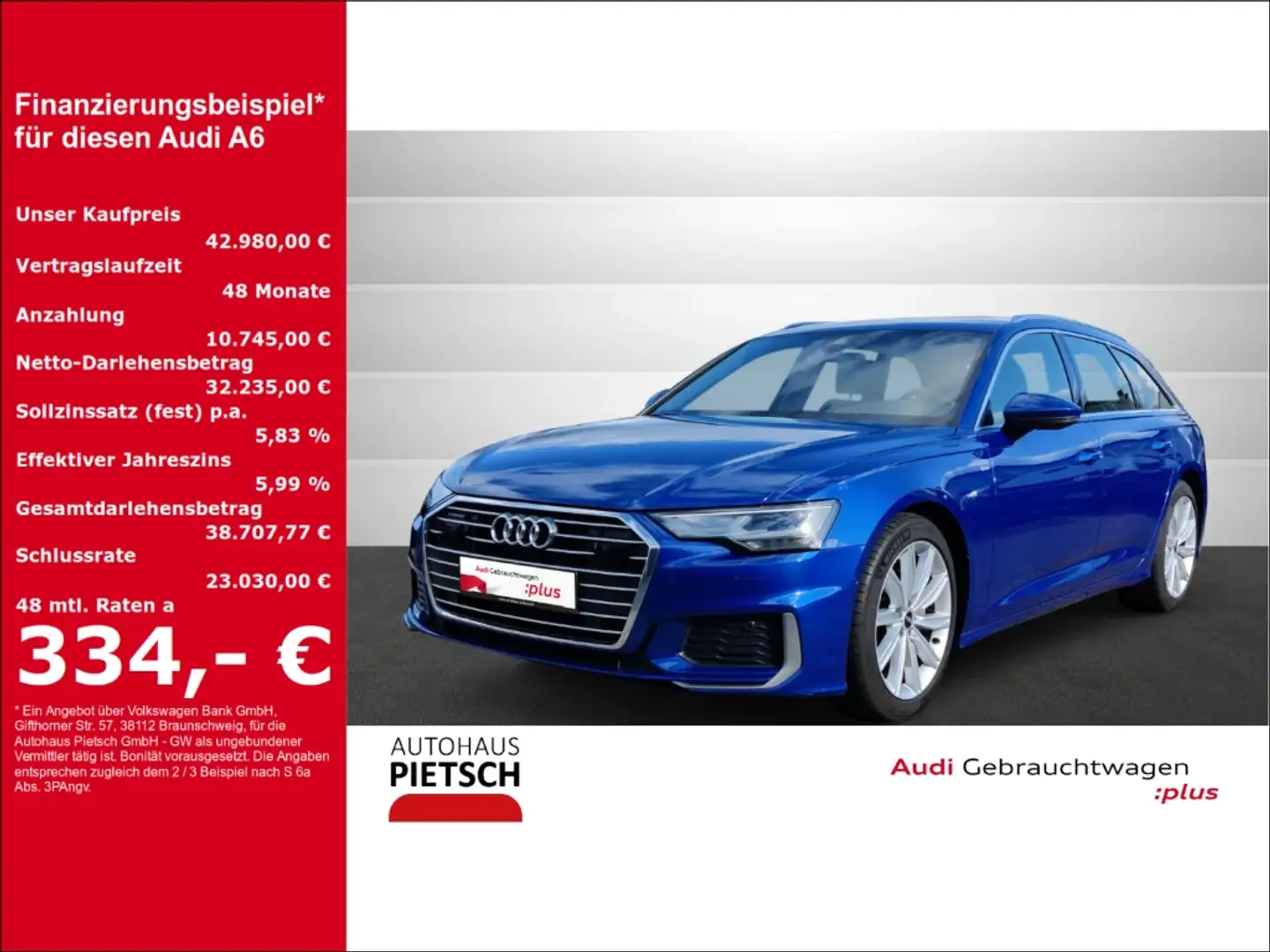 Audi A6 Avant 40 TDI S-Line quattro STHZ AHK Navi Leder Blau - 1
