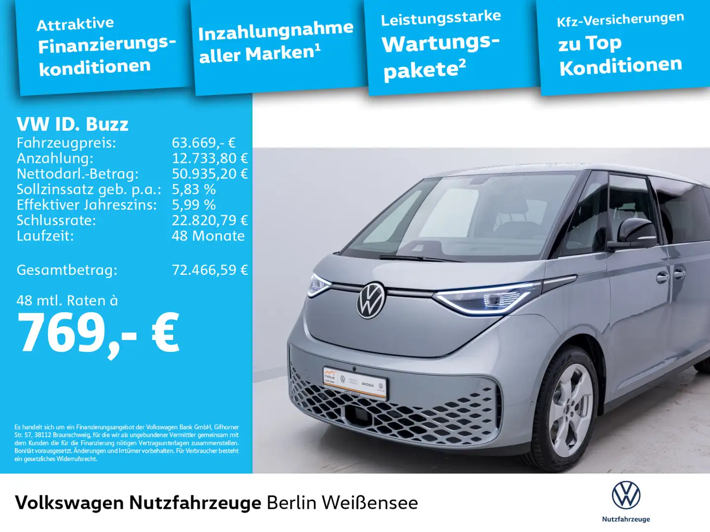 Volkswagen ID. Buzz ID.Buzz Pro langer Radstand*GOAL*ANHZV*MFL*NAVI Silber - 2