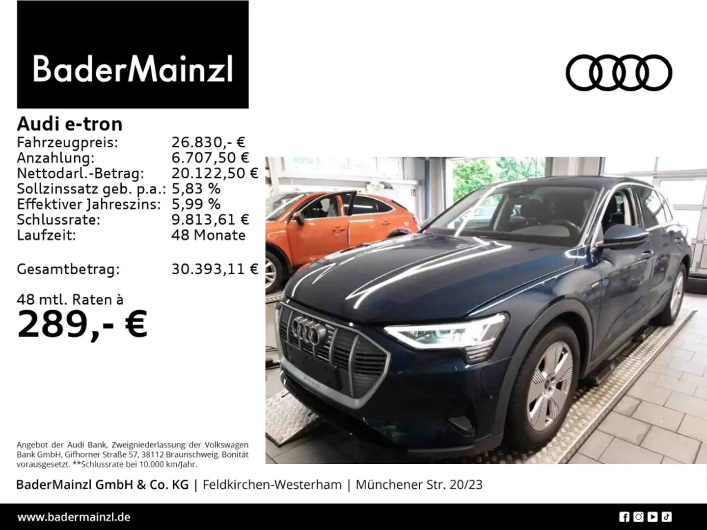 Audi e-tron 50 quattro LED 360° Navi SHZ Virtual AAC Blau - 1
